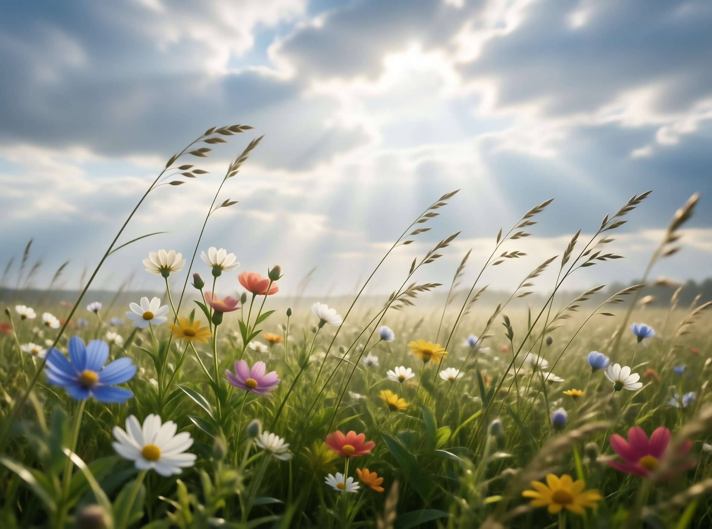 Sunlit Wildflower Meadow
