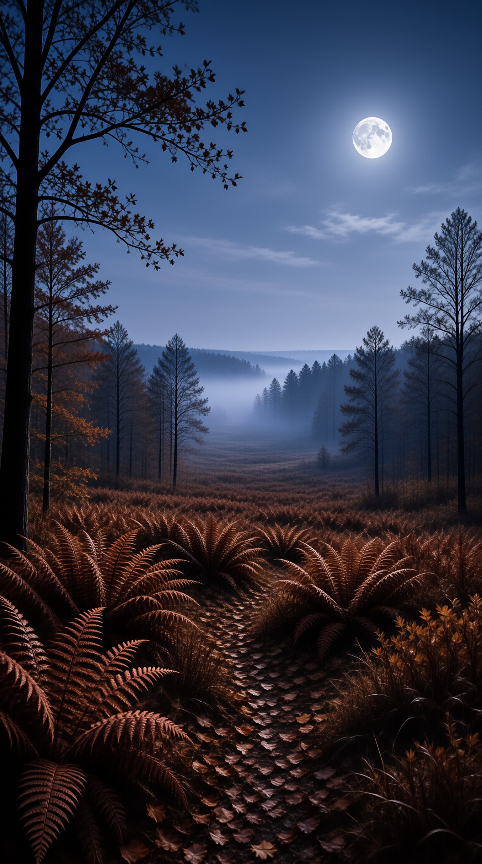 Mystical Moonlit Forest Path