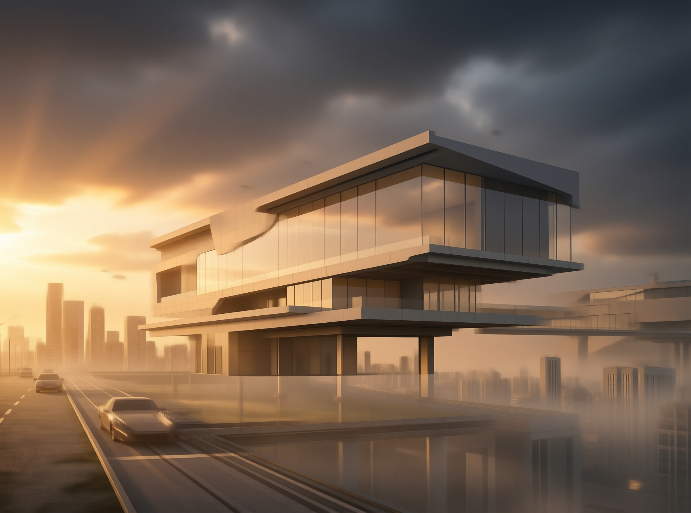 Modern Architecture at Sunset