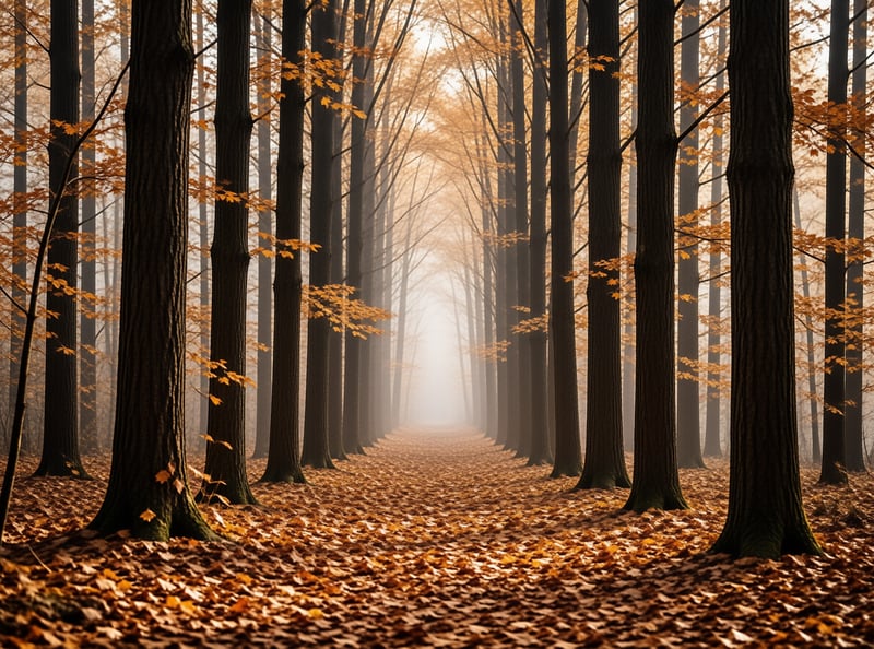 Misty Autumn Forest Path