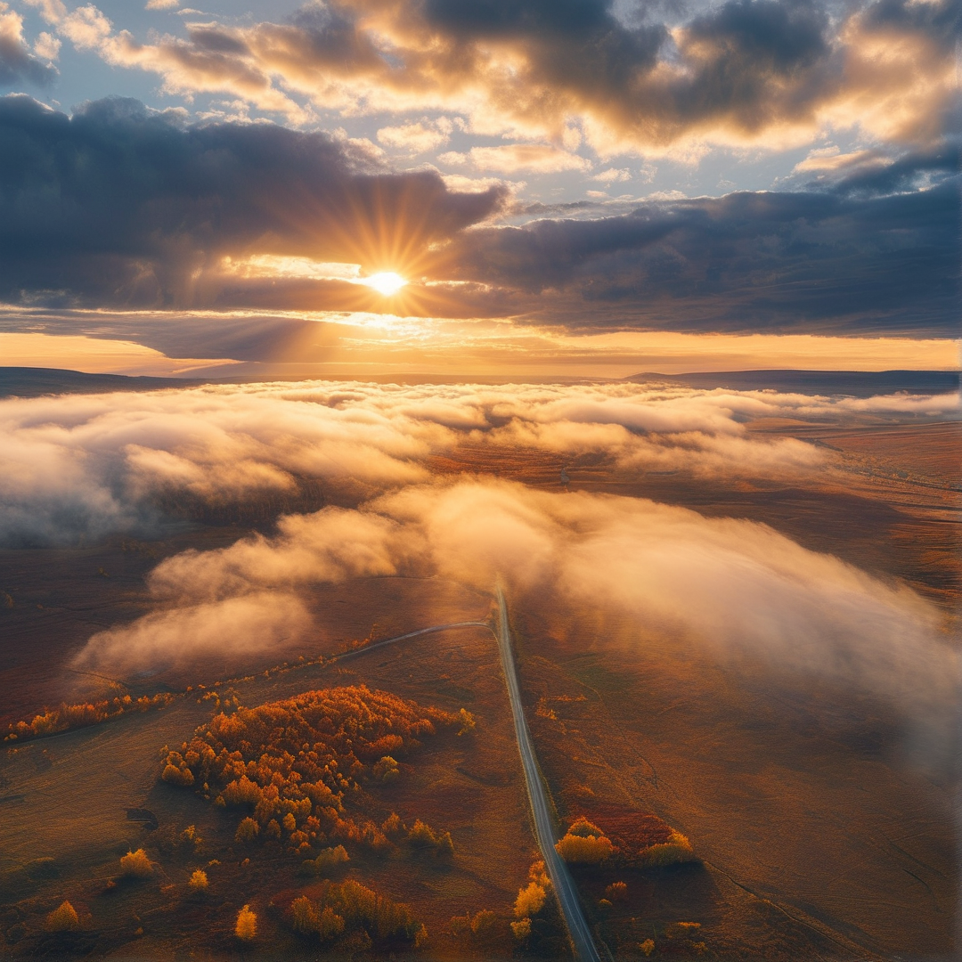 Sunrise Over Misty Valley