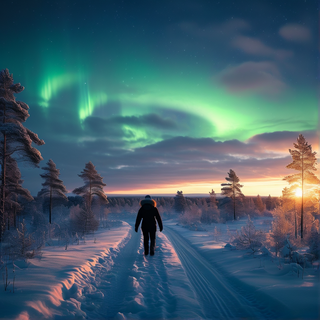 Aurora Borealis Snow Walk