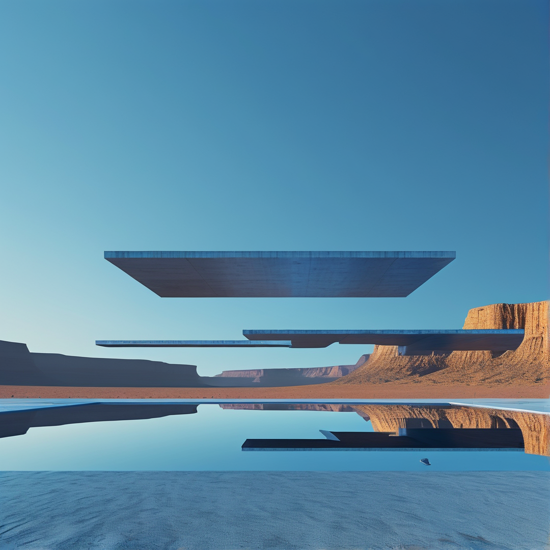 Floating Concrete Slabs — Surreal Desert Study