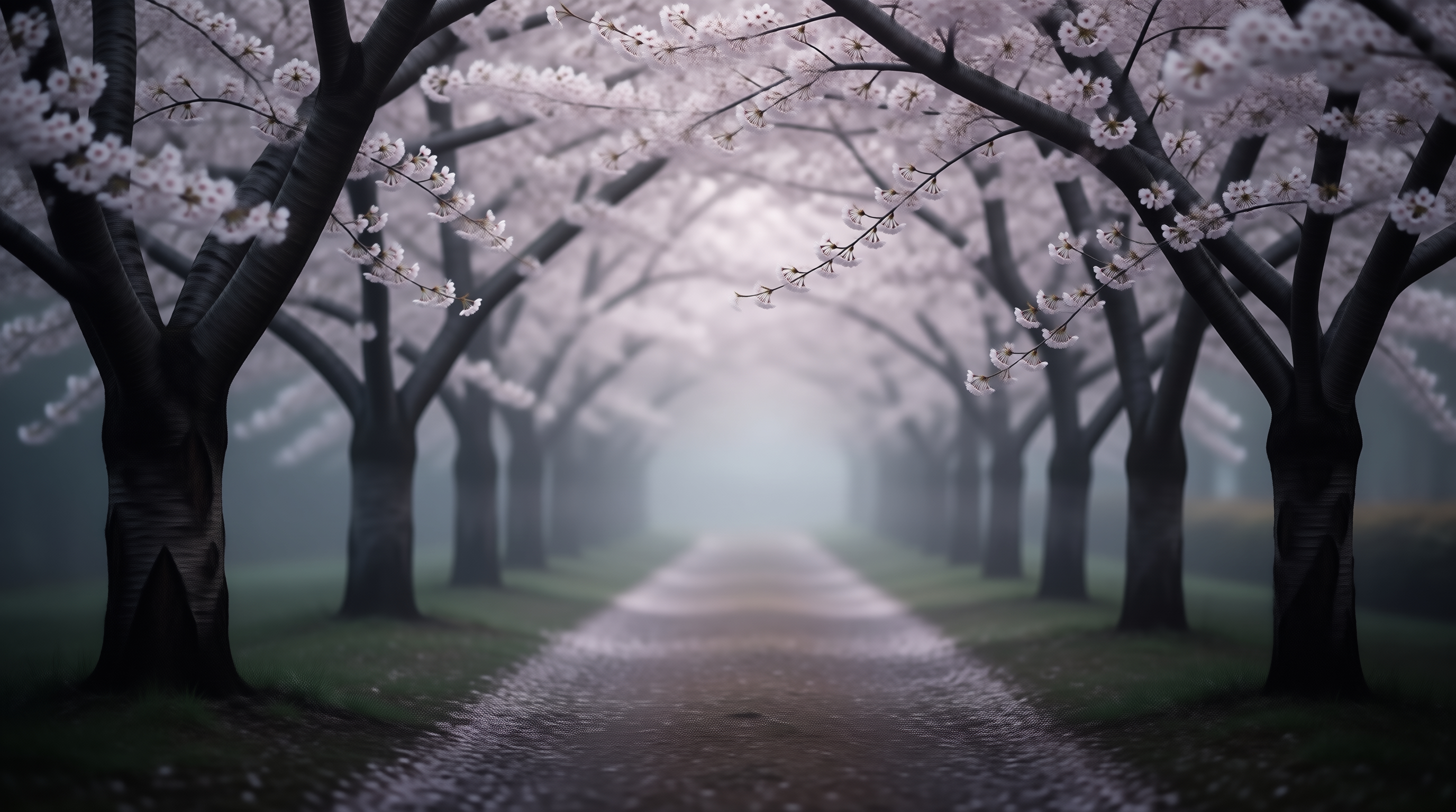 Misty Cherry Blossom Path
