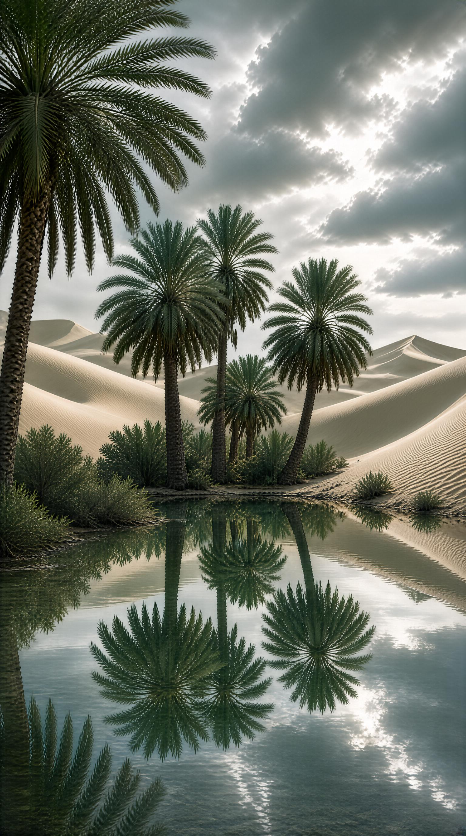 Desert Oasis with Palm Trees