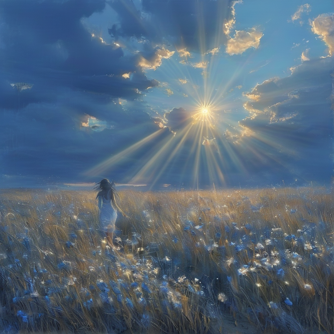Sunbeams Over Grassland