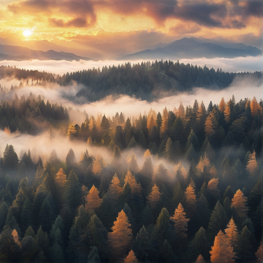 Misty Mountains at Sunrise
