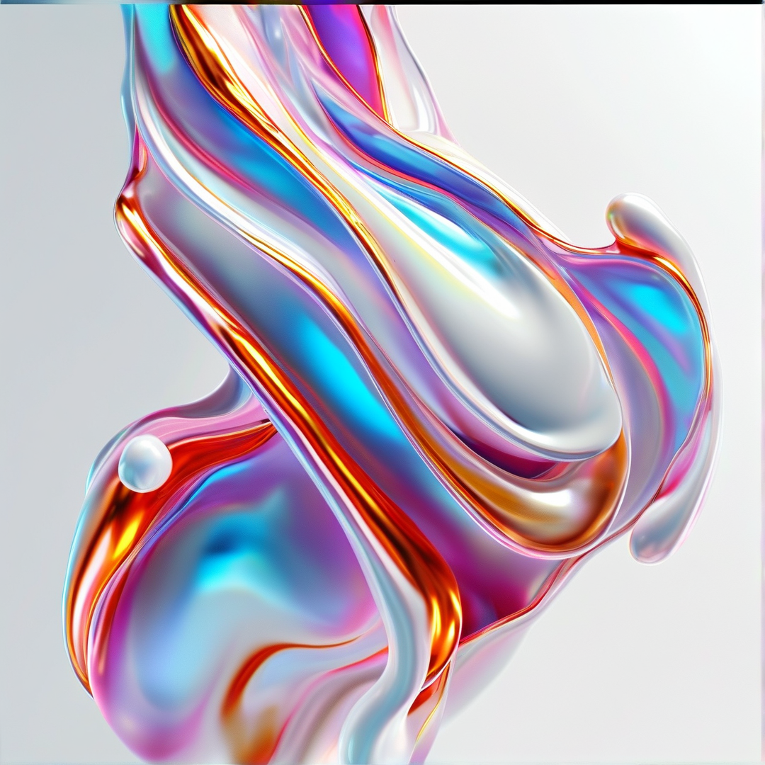 Liquid Chrome Curved Ribbon — Iridescent Study
