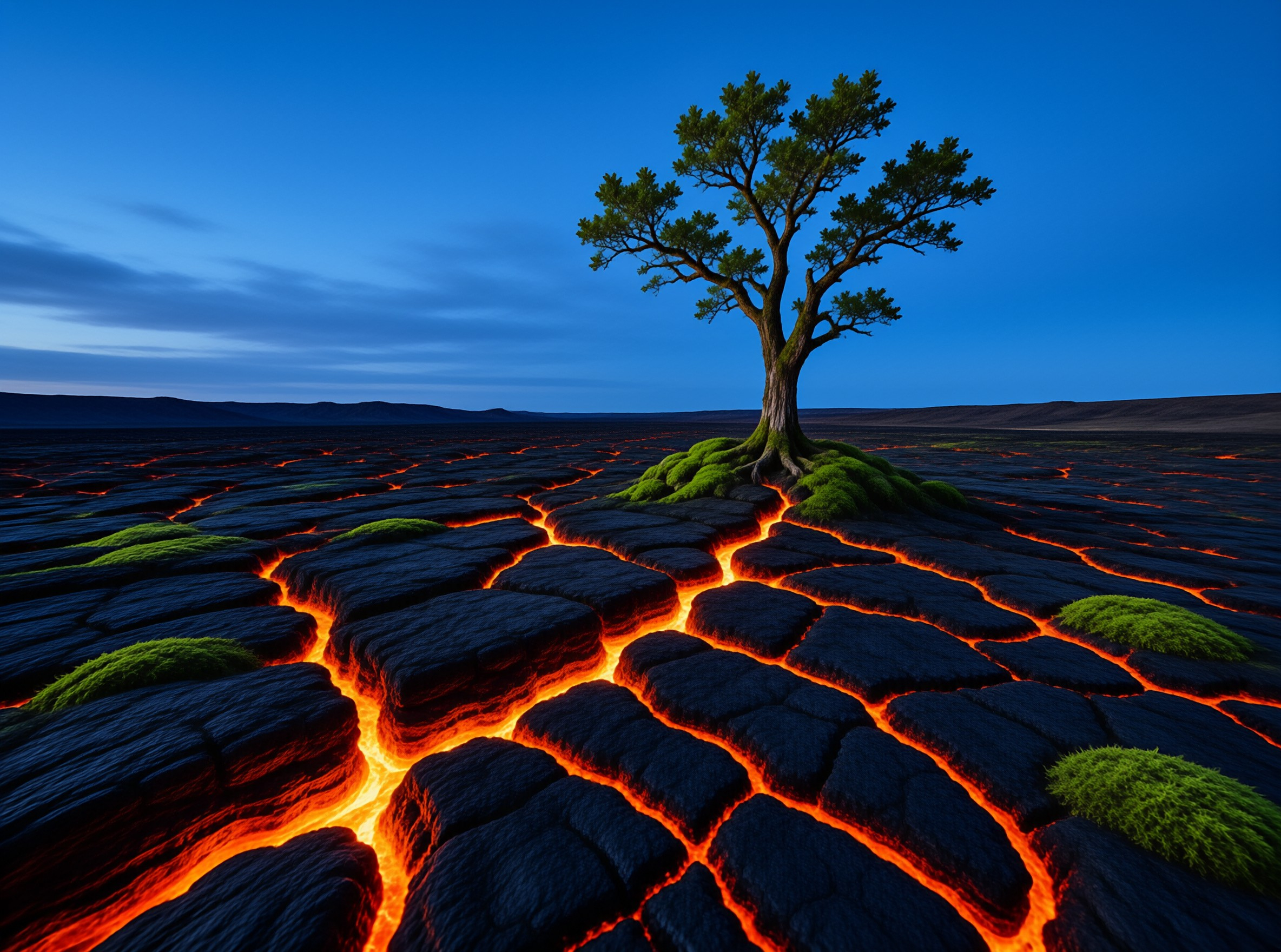 Solitary Tree on Lava Field