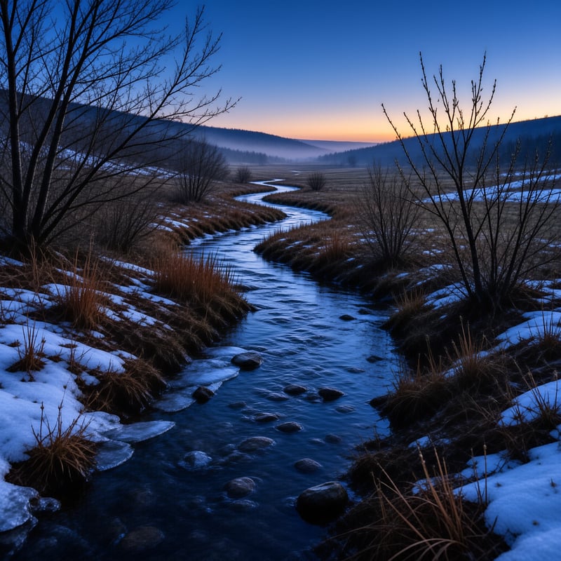 Winter River at Dawn