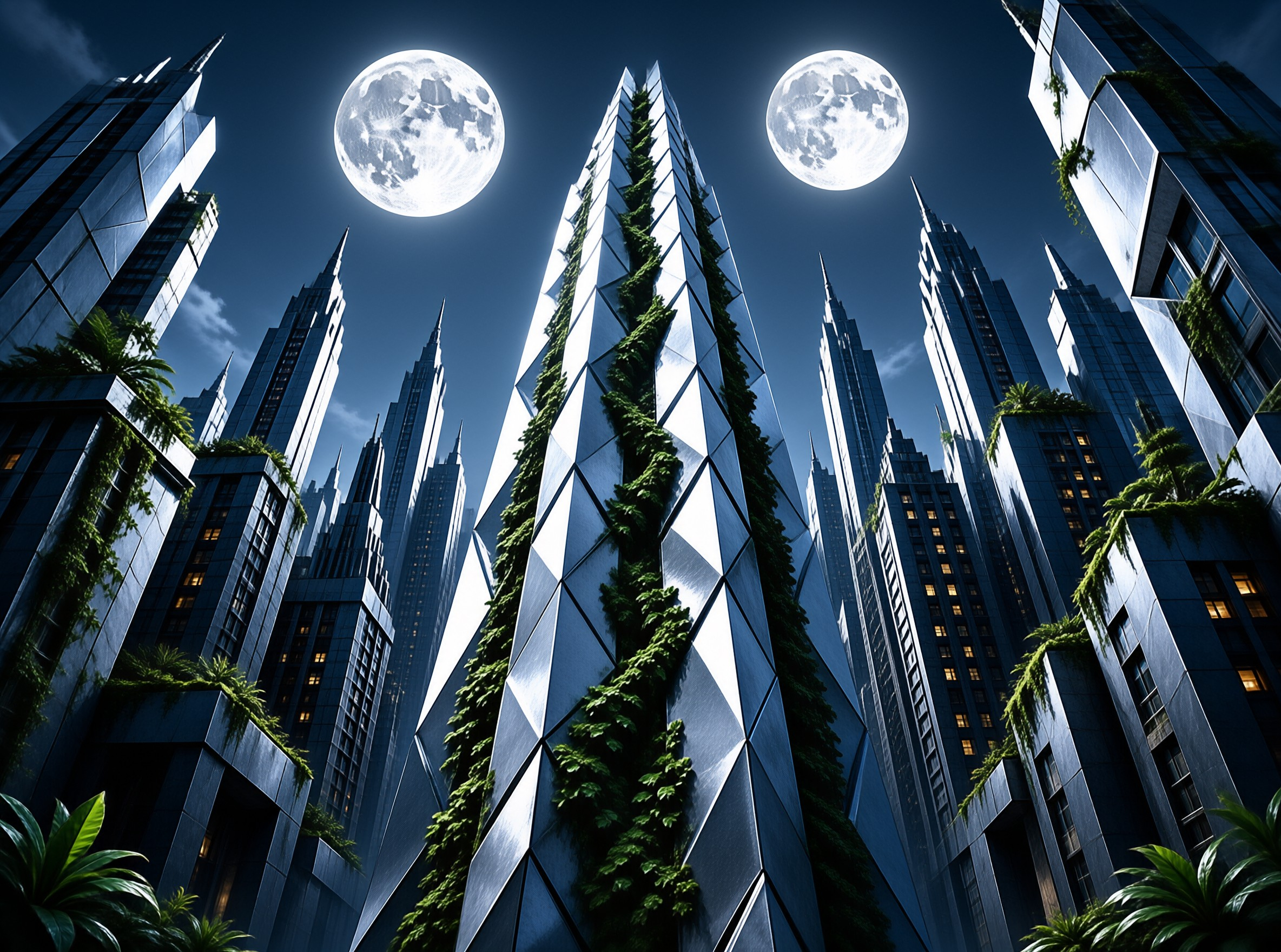 Futuristic City With Two Moons