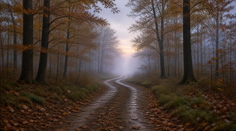 Misty Autumn Forest Path
