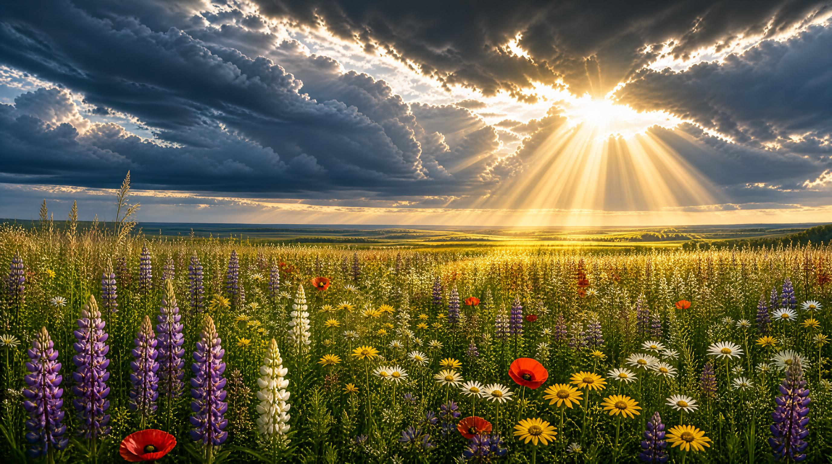 Sunlit Wildflower Meadow