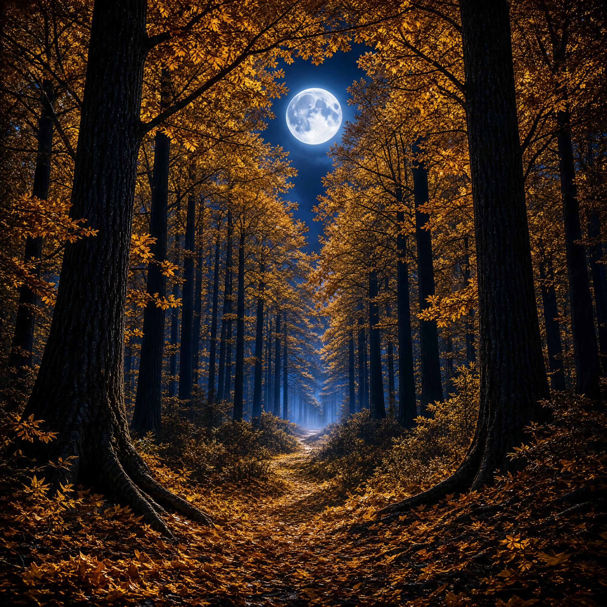 Moonlit Autumn Forest