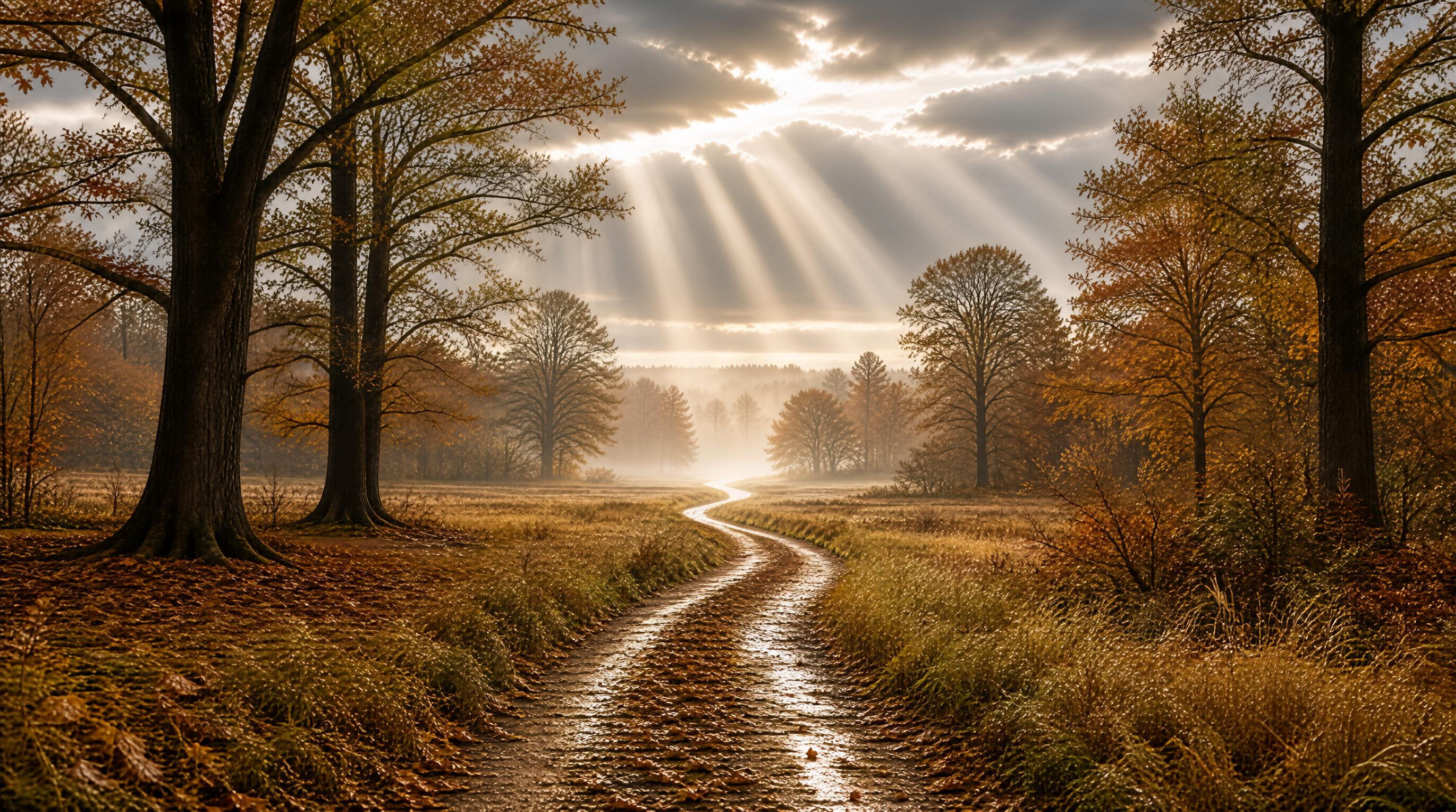 Sunlit Autumn Forest Path