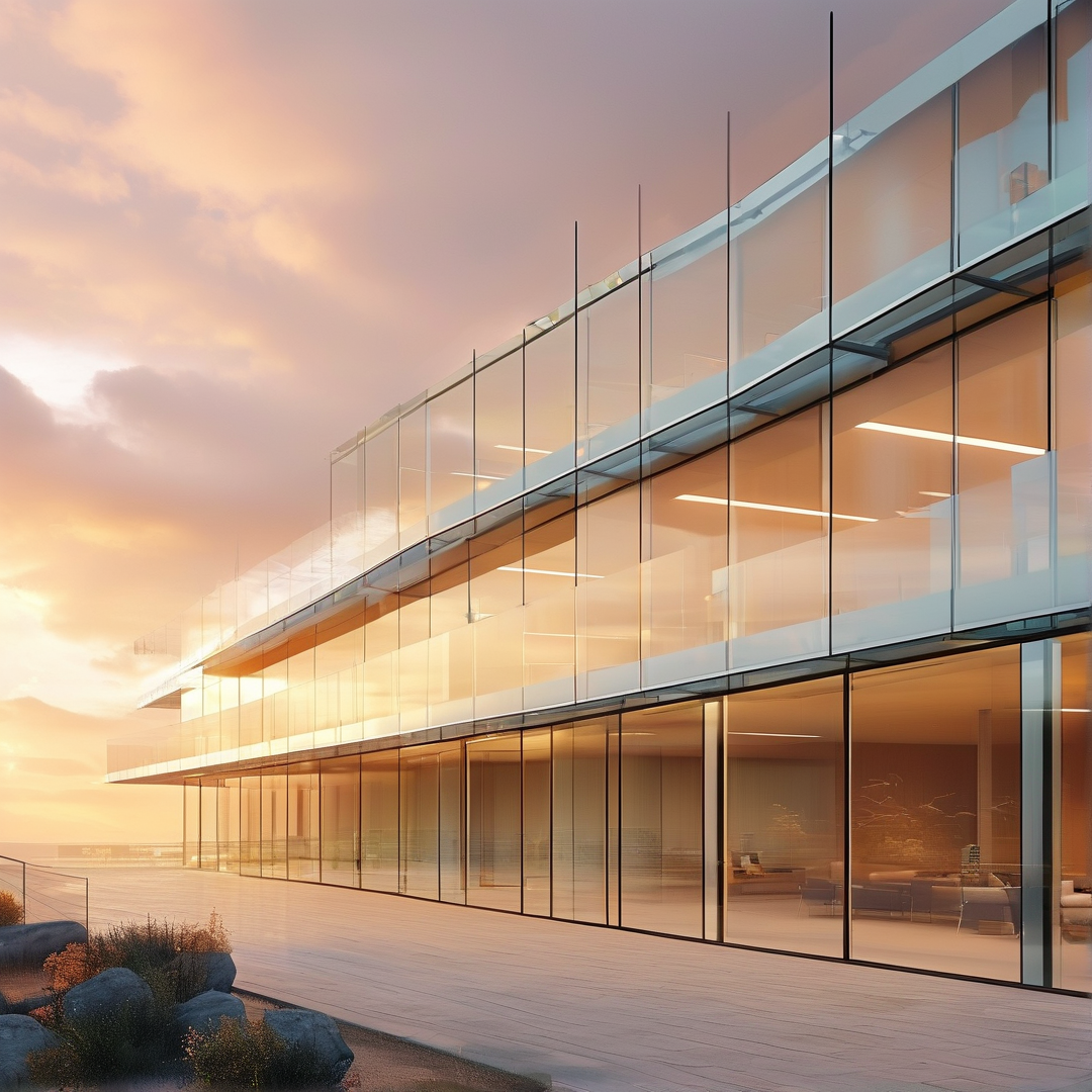 Glass Building at Sunset