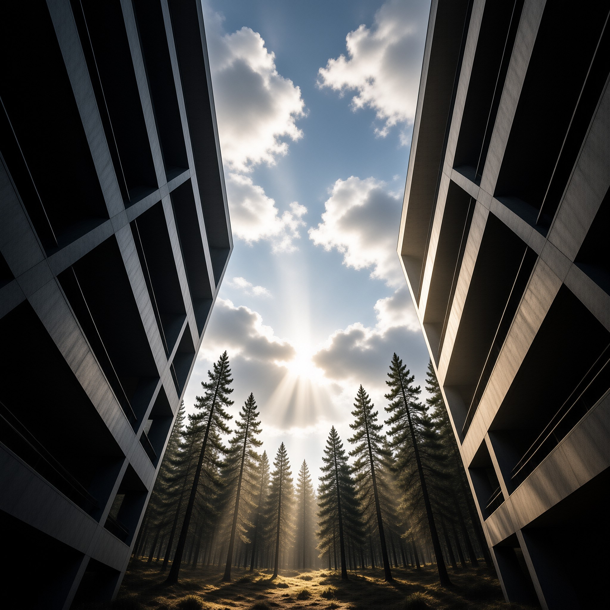 Skyscrapers and Forest Sunrise