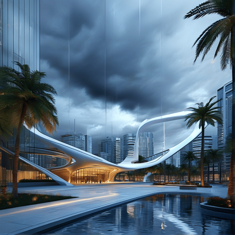 Parametric Canopy in a Futuristic Plaza