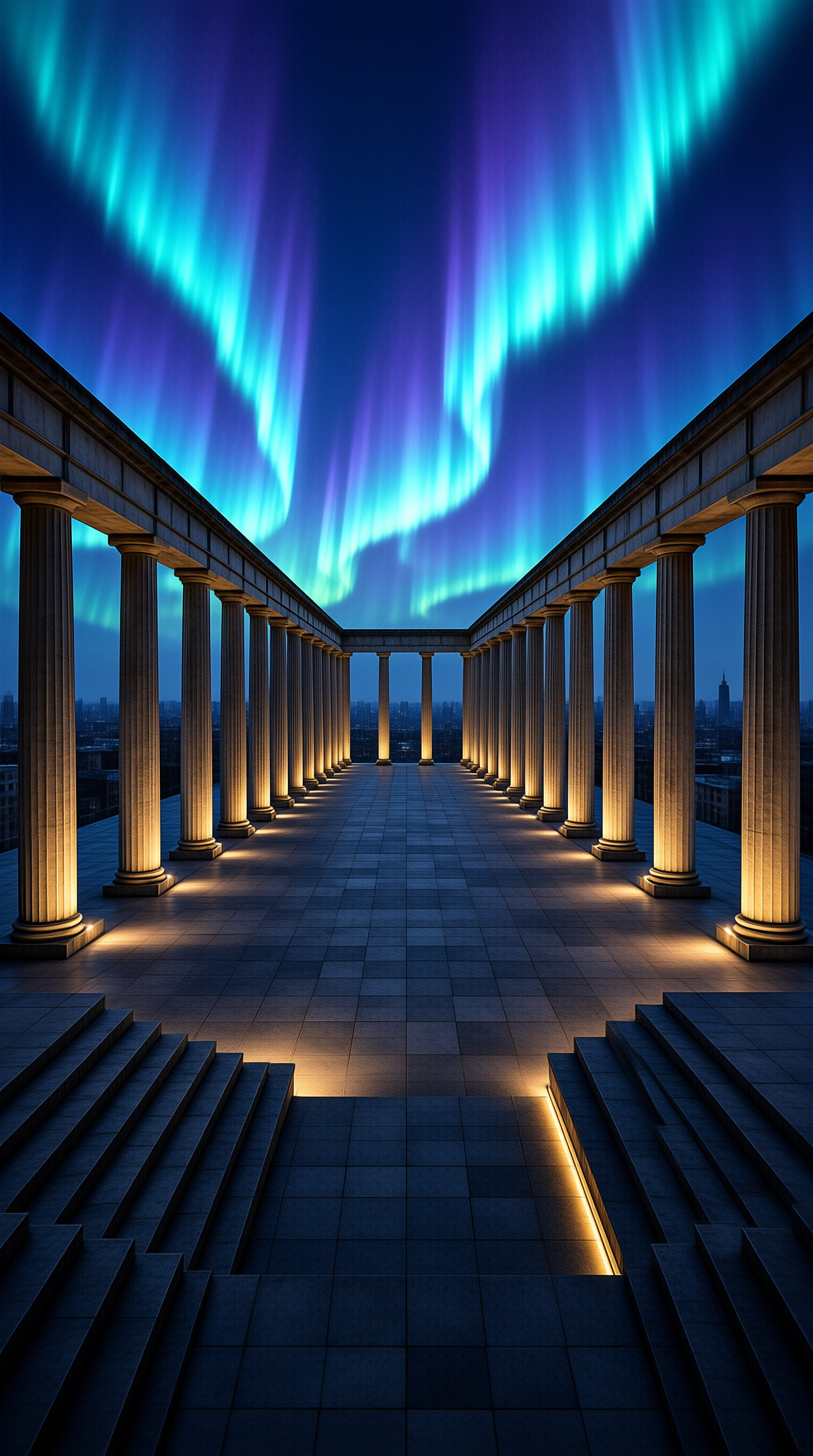 Colonnade Beneath Aurora