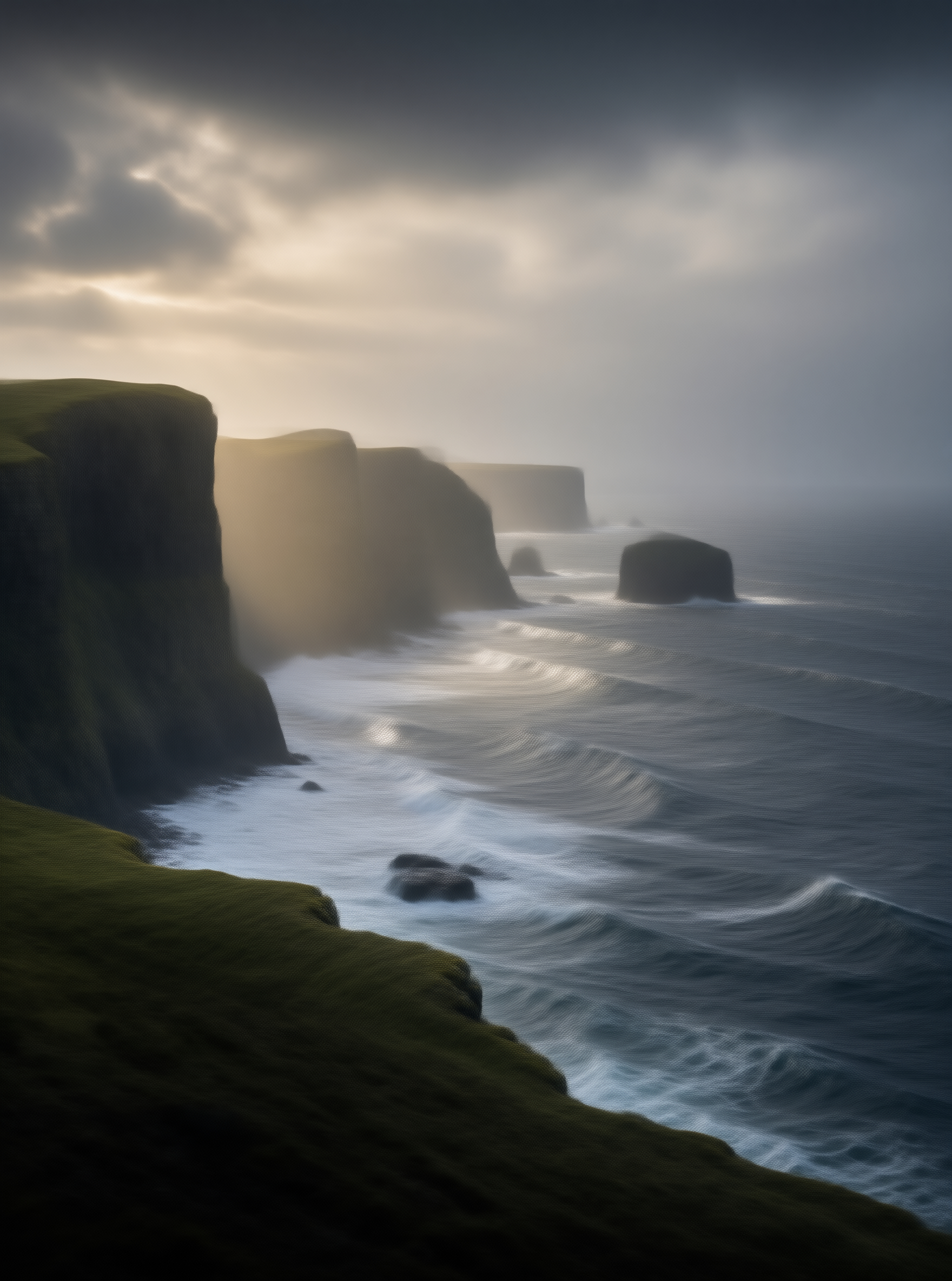 Misty Coastal Cliffs