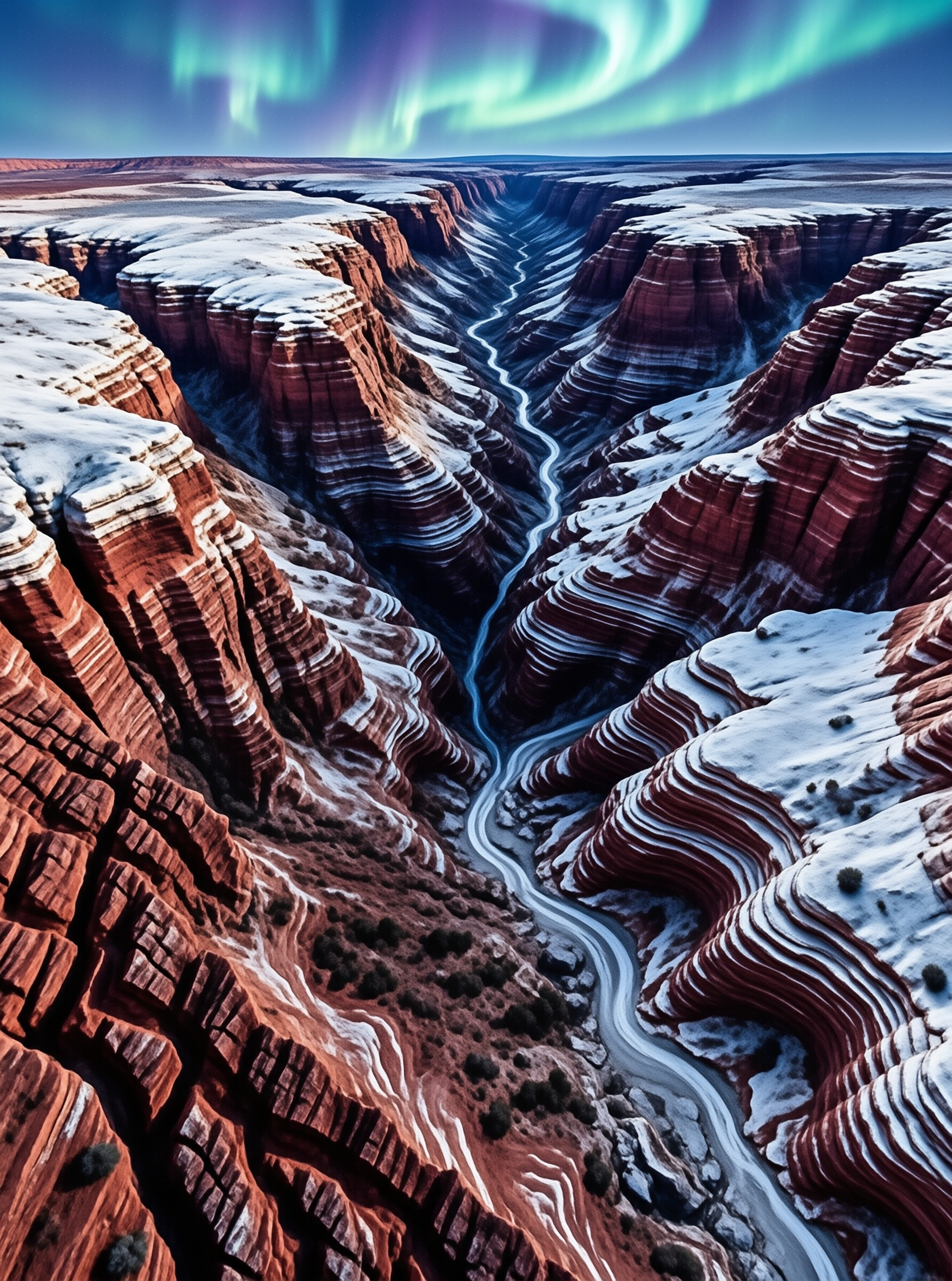 Aurora Over Snowy Canyon