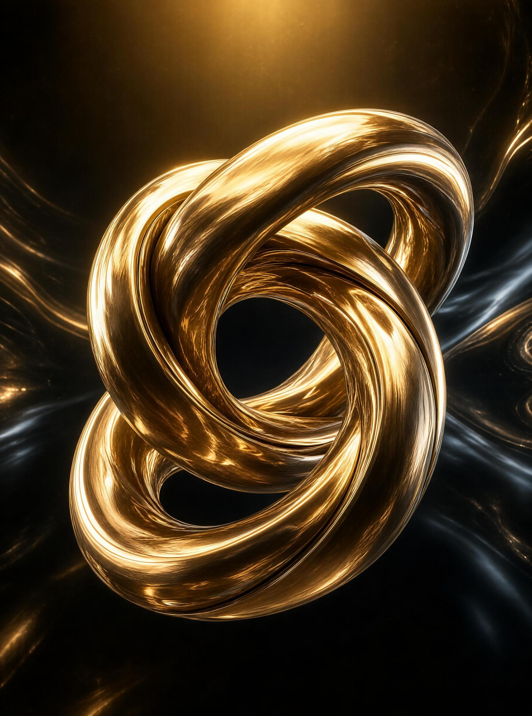 Golden Torus Knot 3D Render