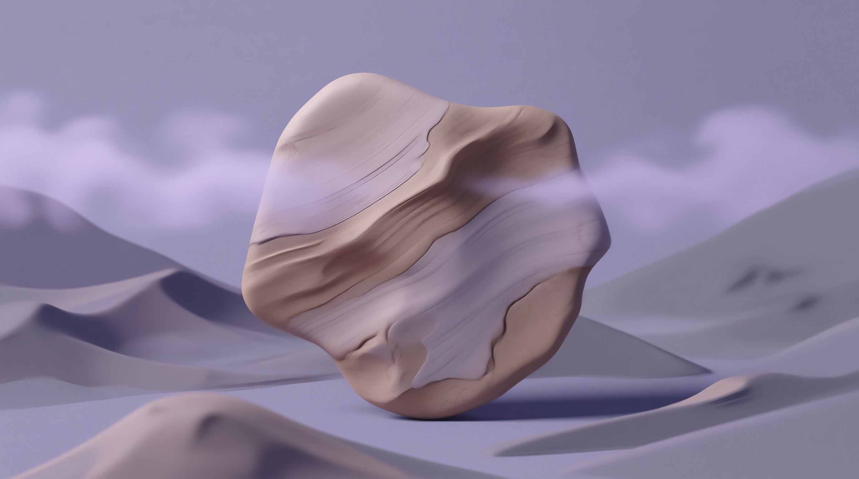 Abstract Stone in Purple Desert