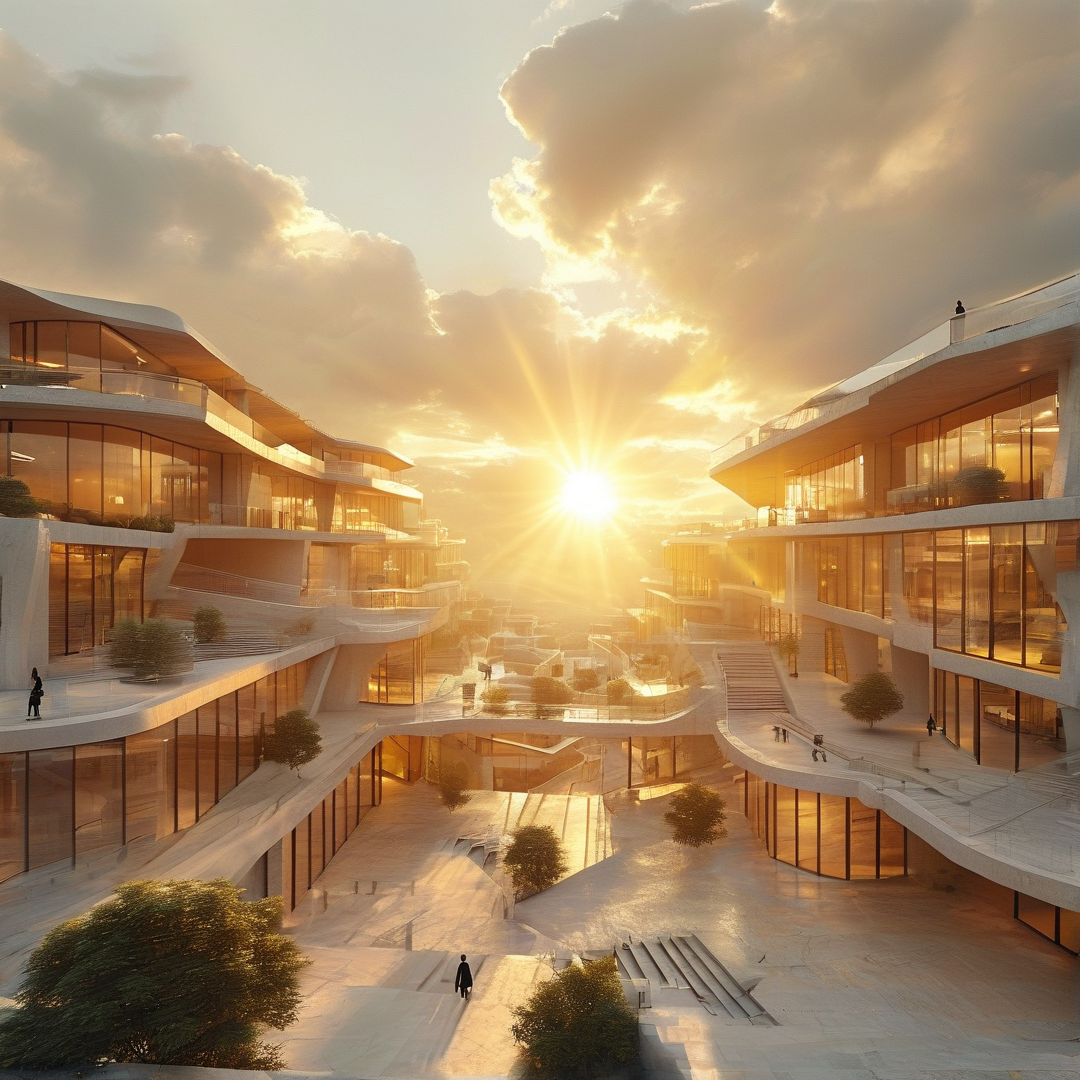 Sunlit Futuristic Architecture