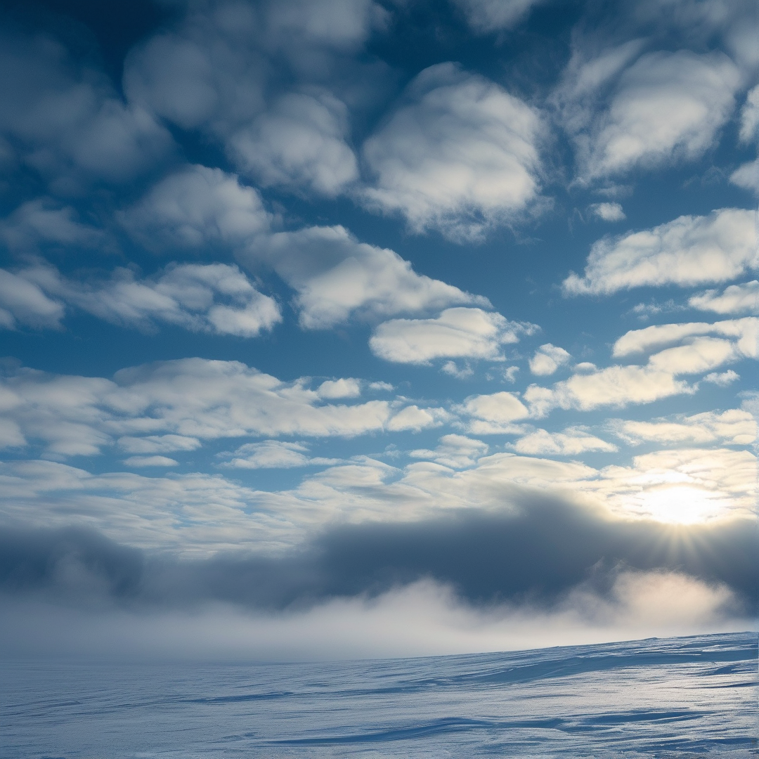 Sunlit Clouds Over Ice