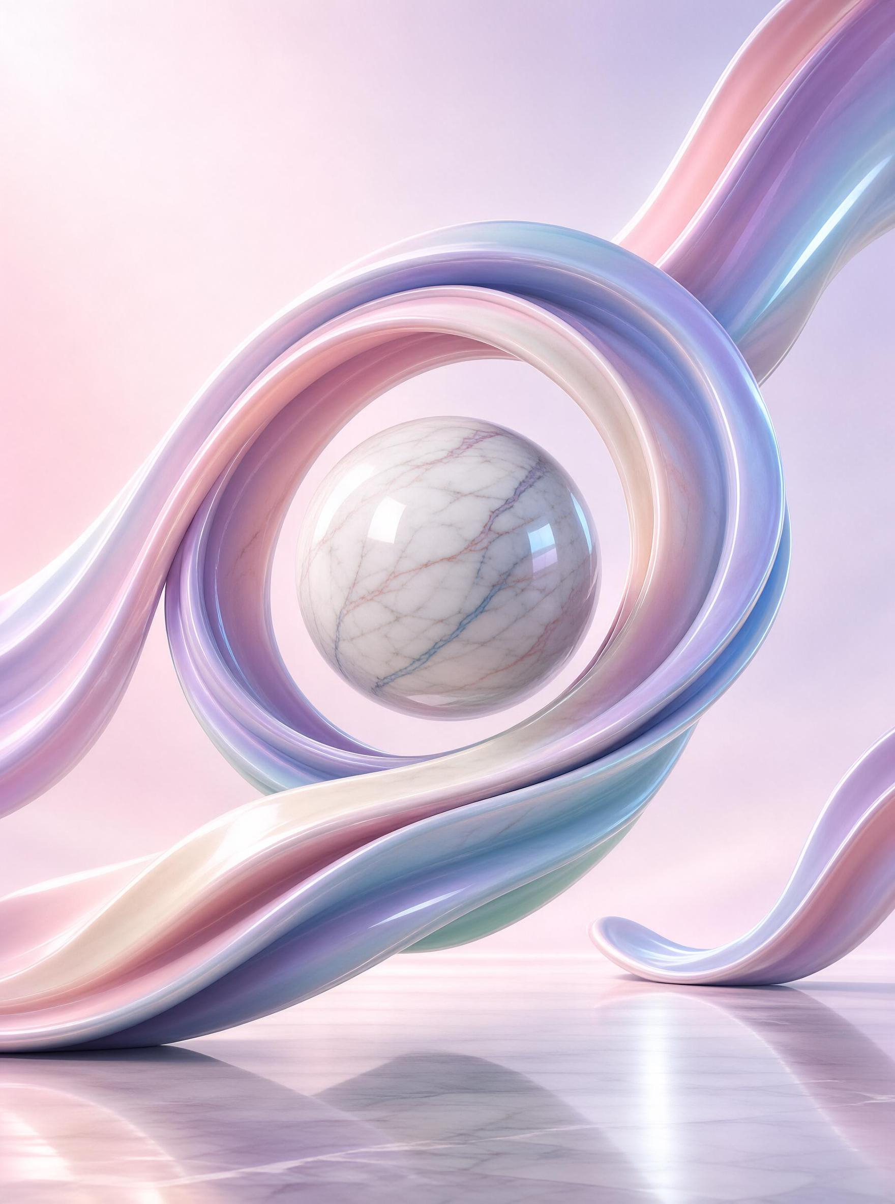 Abstract Marble Sphere Art