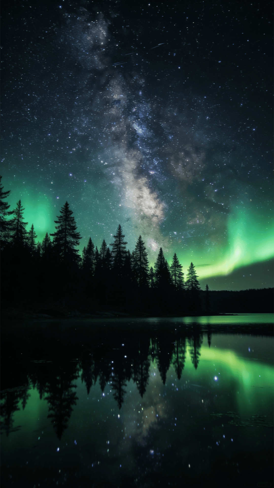 Galaxy Over Misty Mountain Silhouette