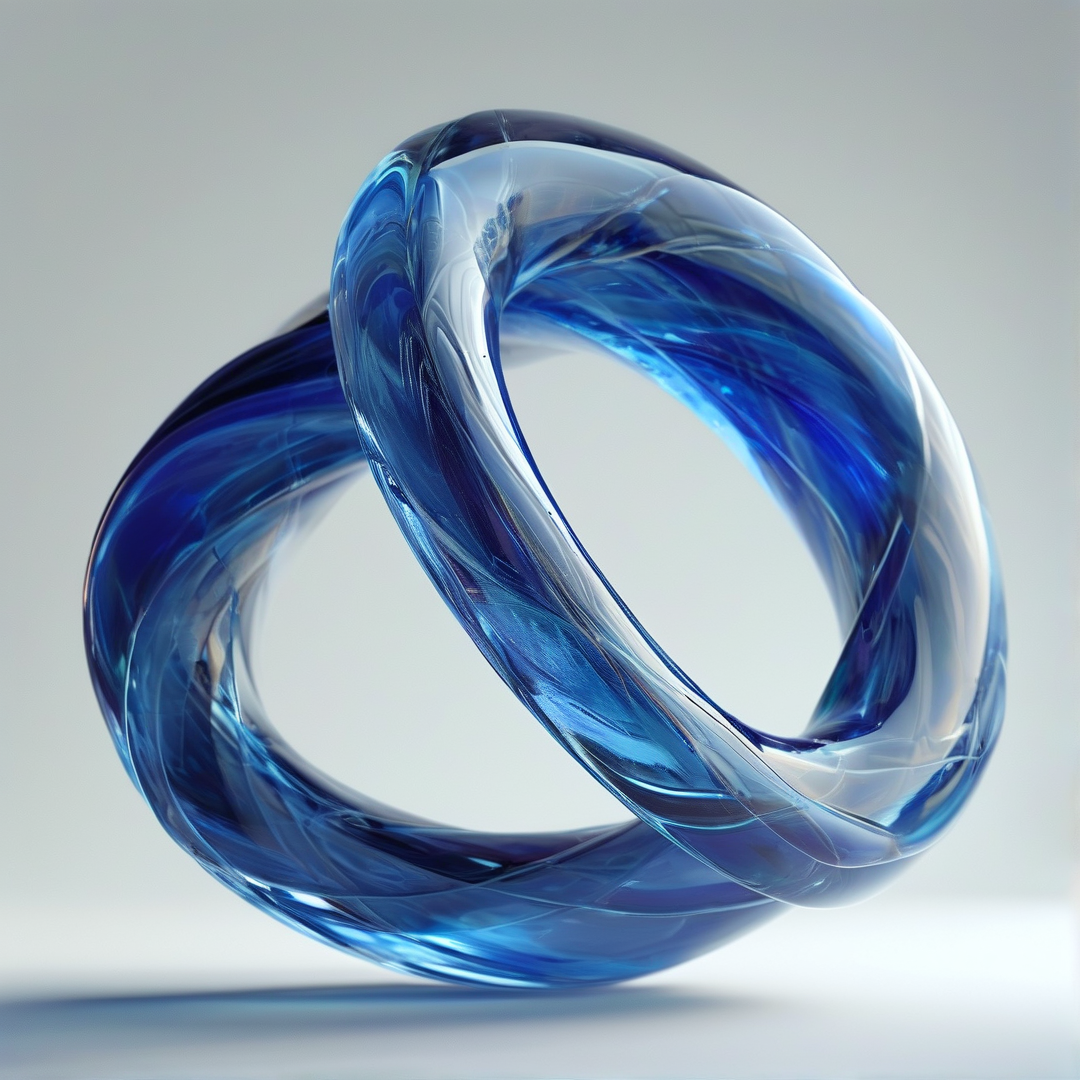 Abstract Blue Glass Sculpture