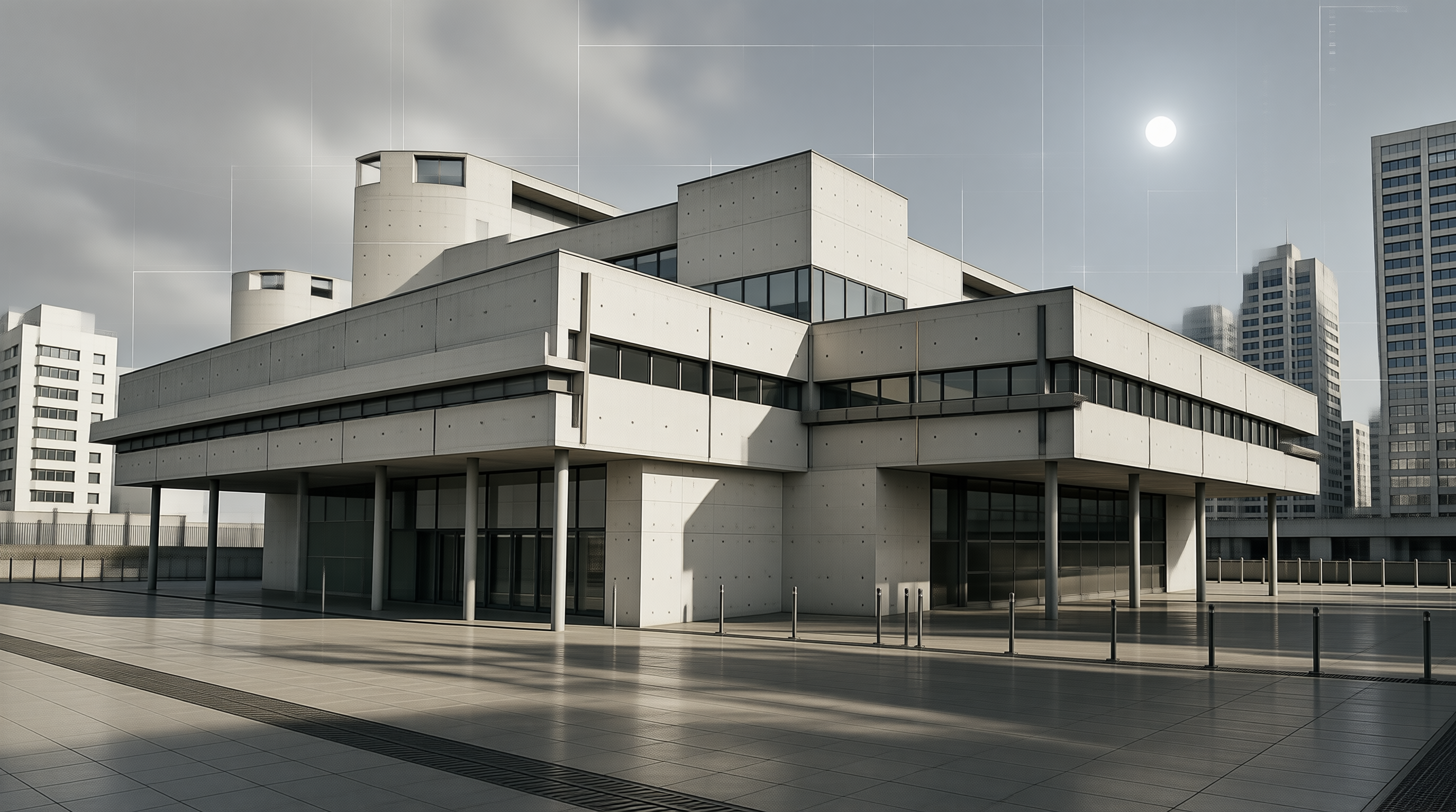 Concrete Pavilion in Urban Plaza