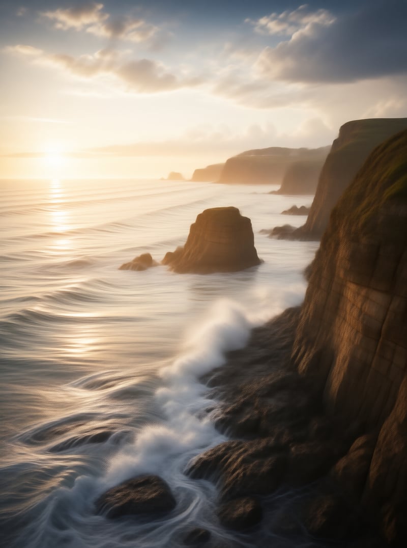 Golden Sunset Coastal Cliffs