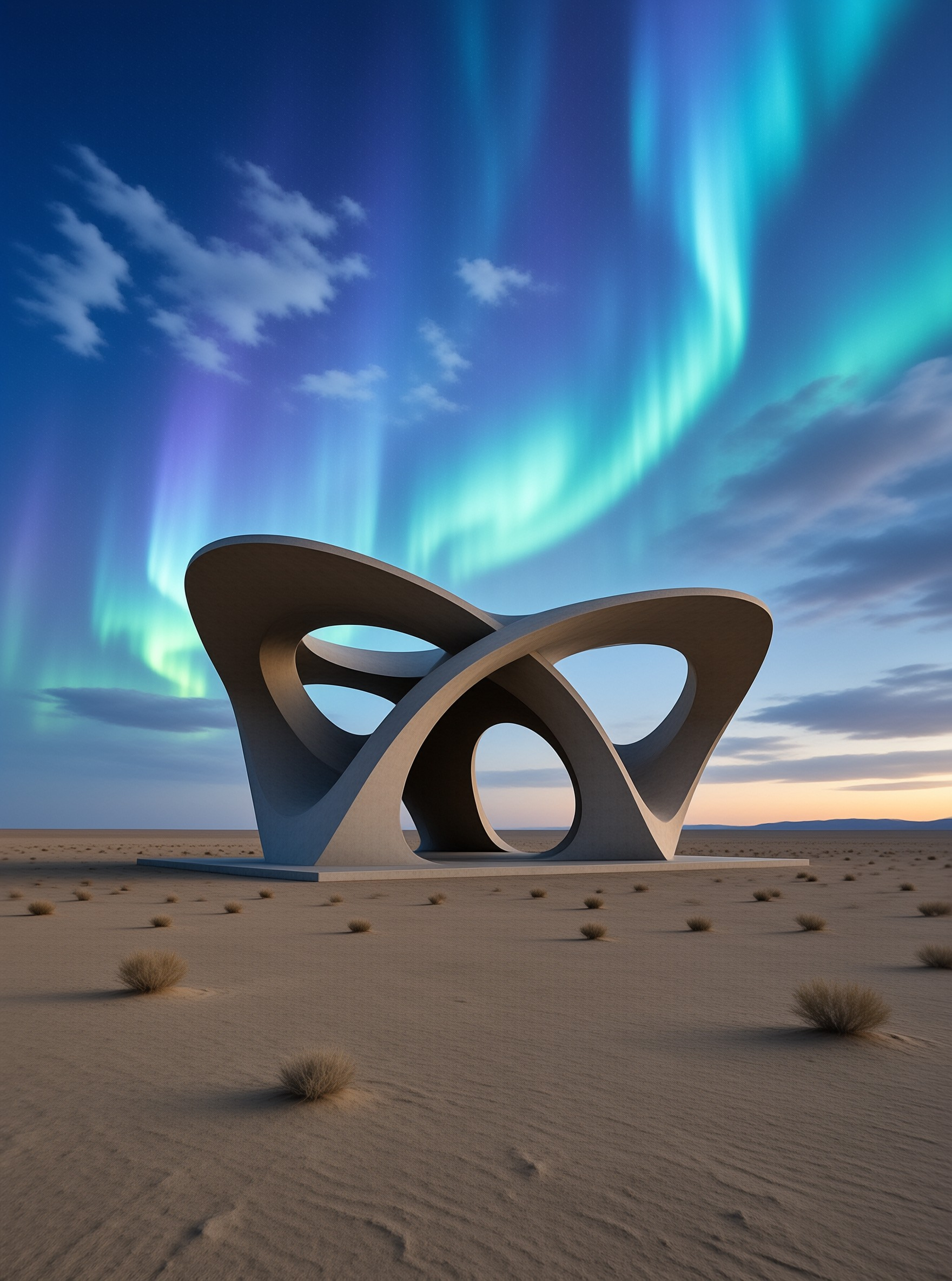 Concrete Ribbon Sculpture — Surreal Study