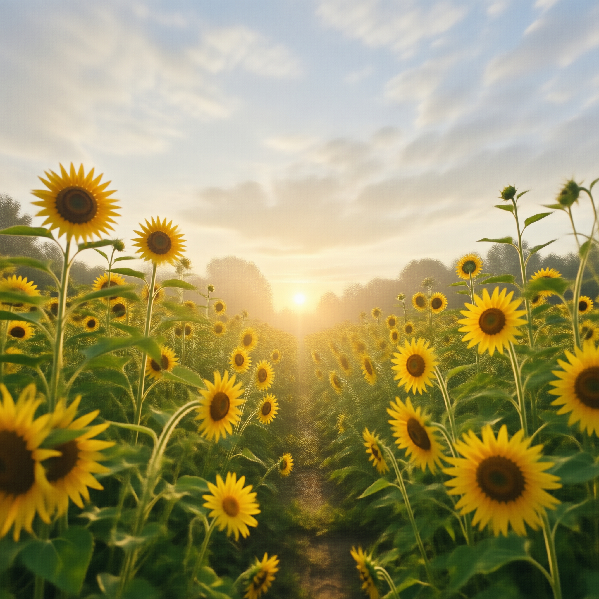 Sunflower Field at Sunset