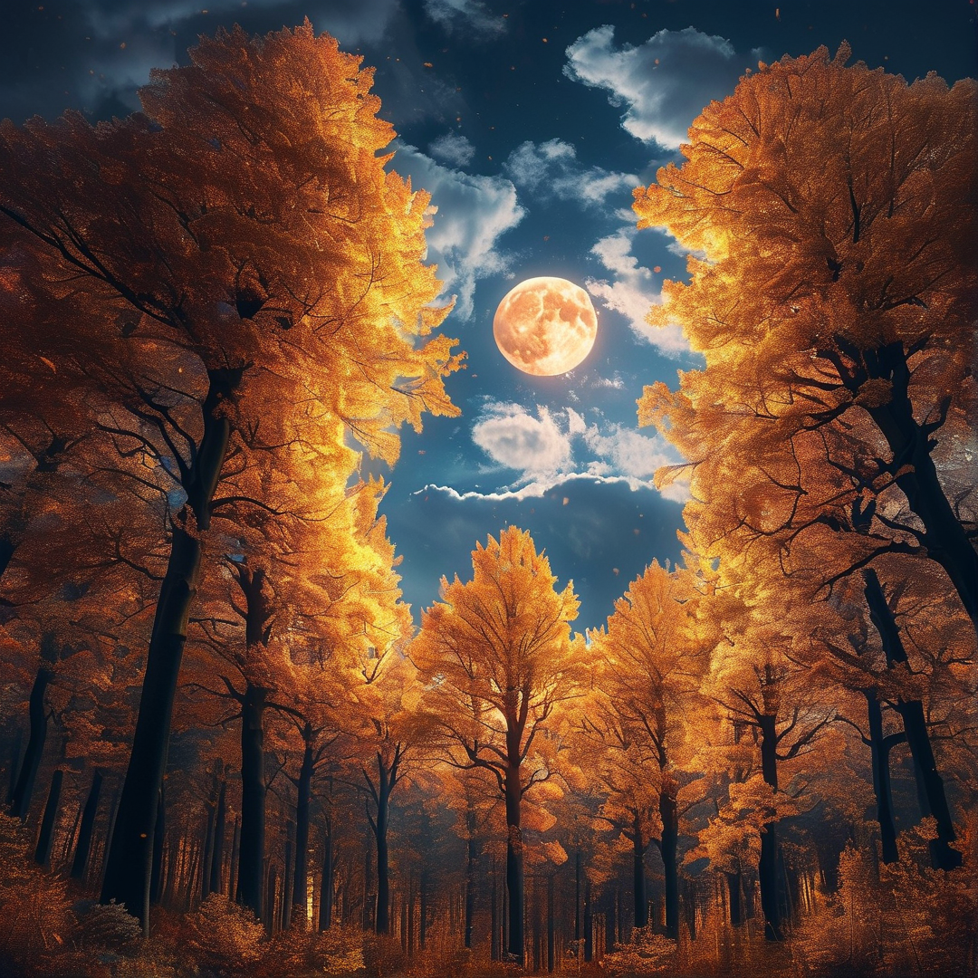 Moonlit Autumn Forest
