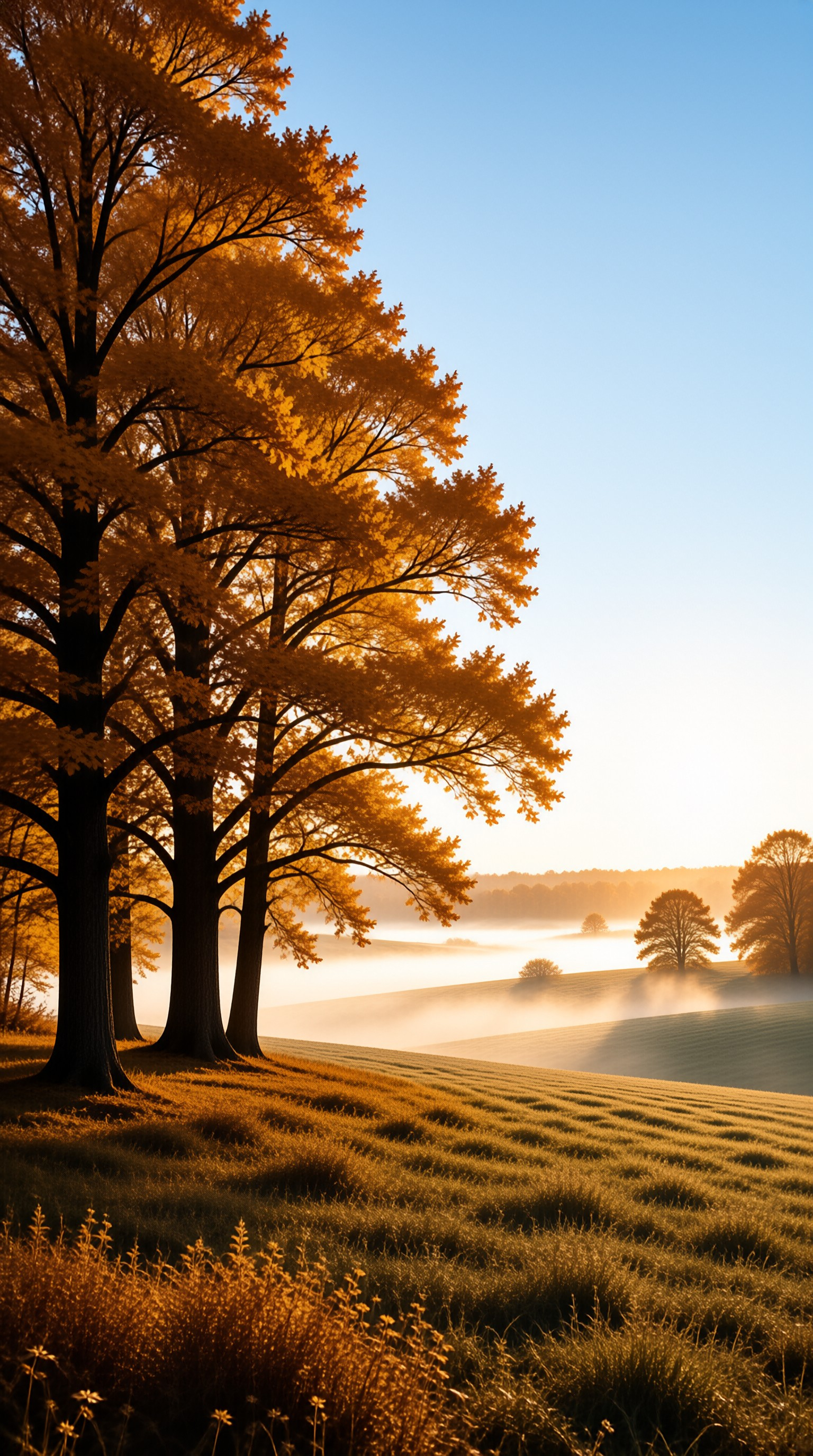 Misty Autumn Meadow Landscape
