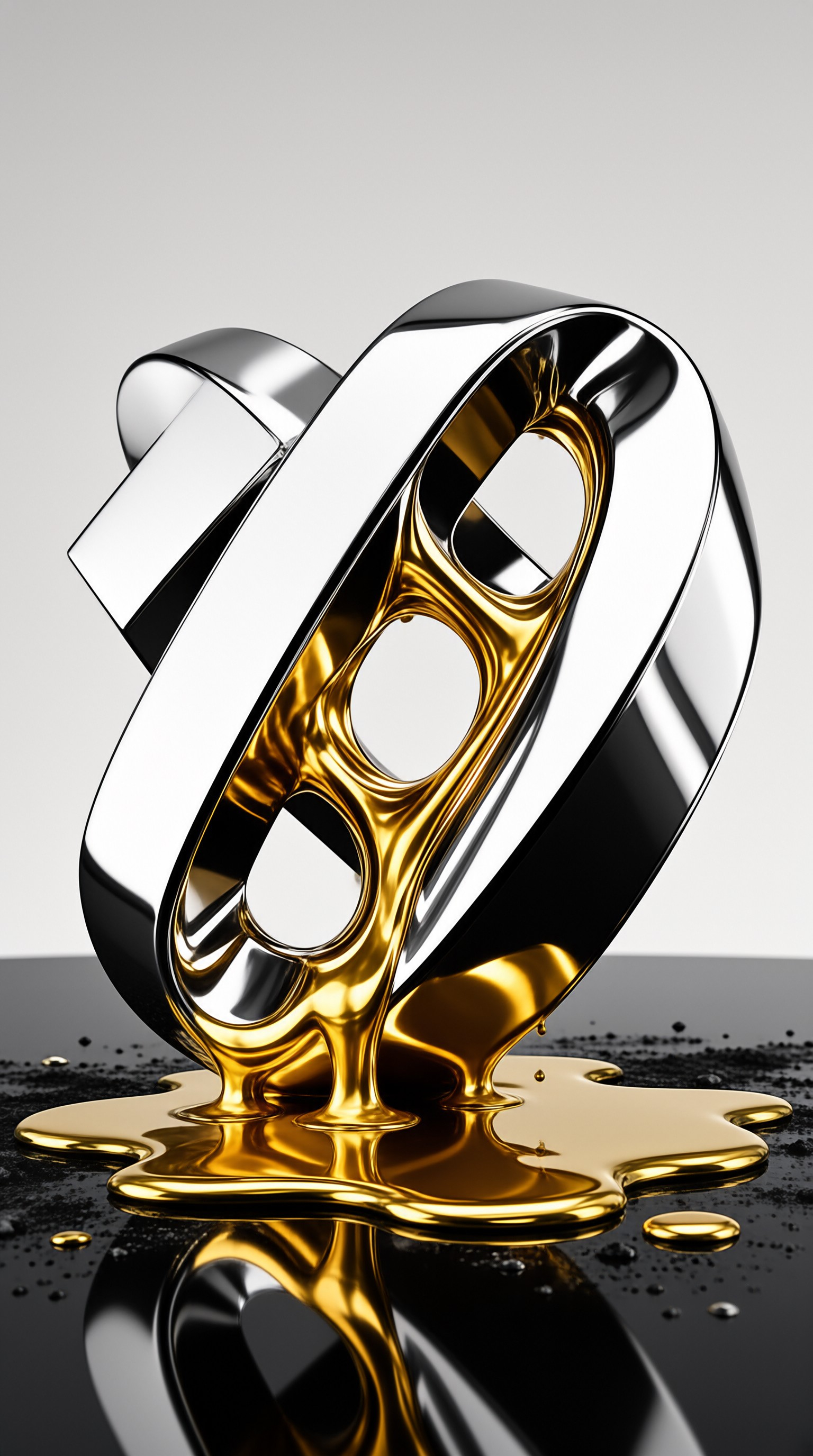 Molten Gold Chrome Sculpture