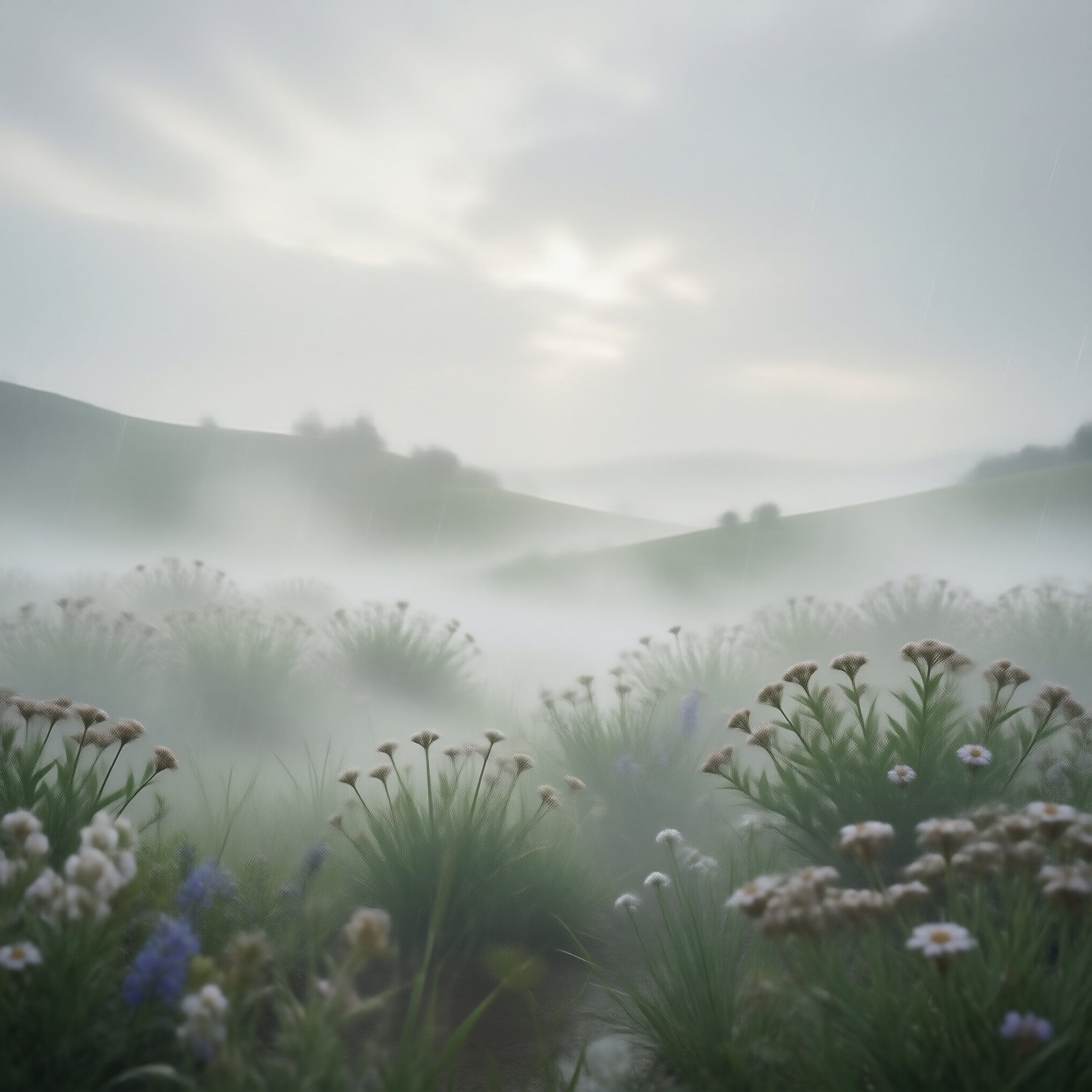 Misty Wildflower Field