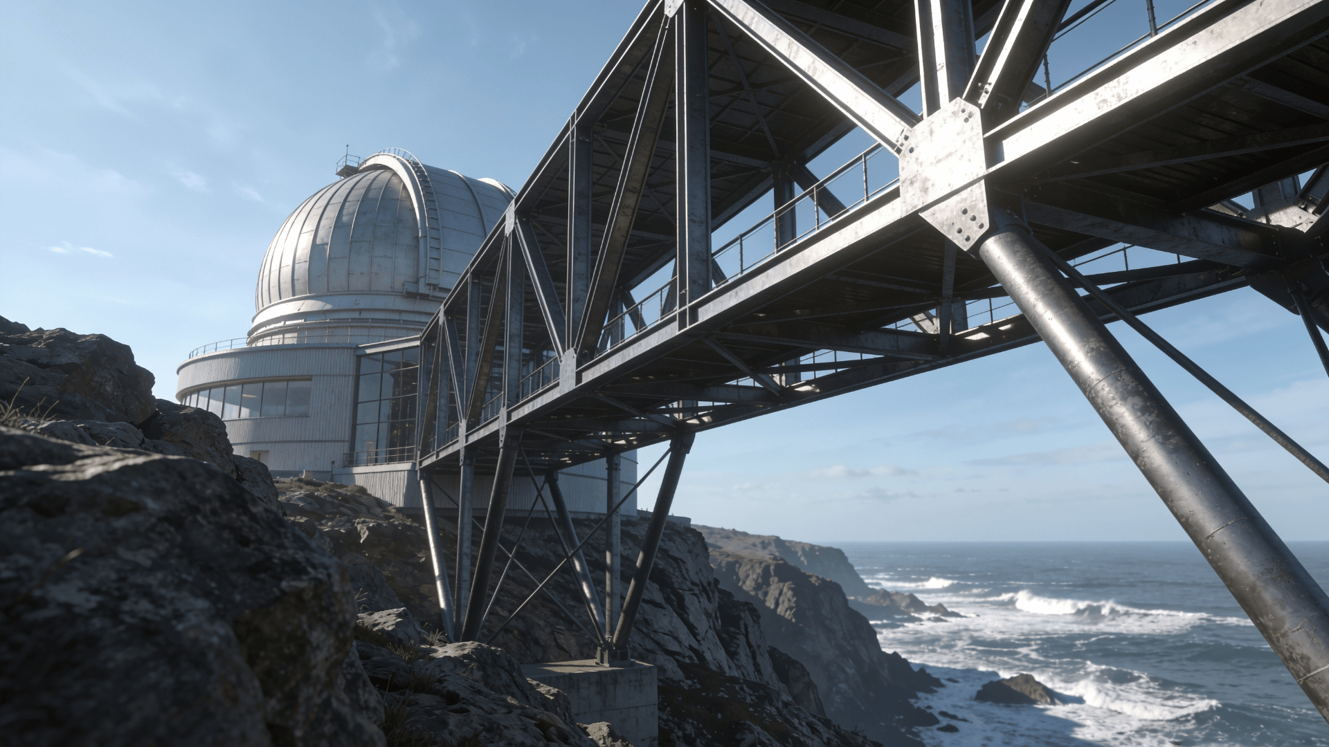 Observatory with Steel Frame — Coastal Cliff