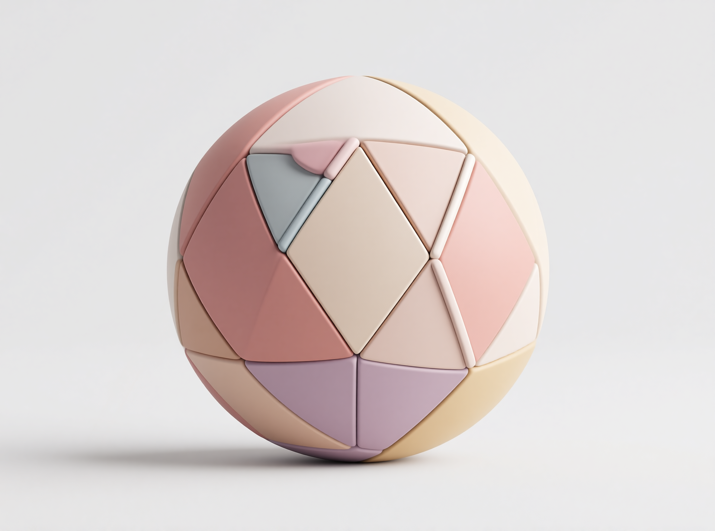 Matte Polymer Faceted Sphere - Pastel Geometric Study
