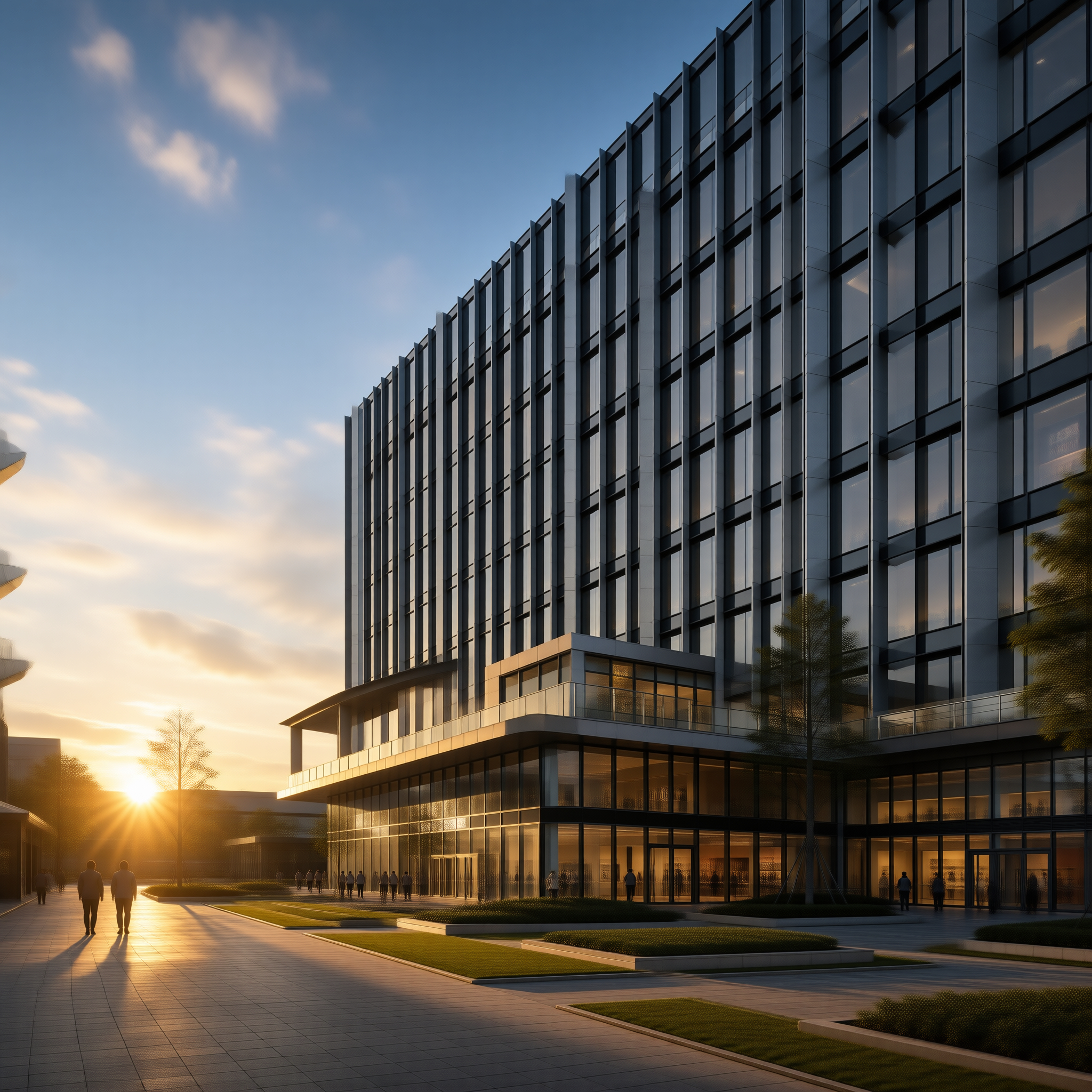 Modern Office Building at Dusk