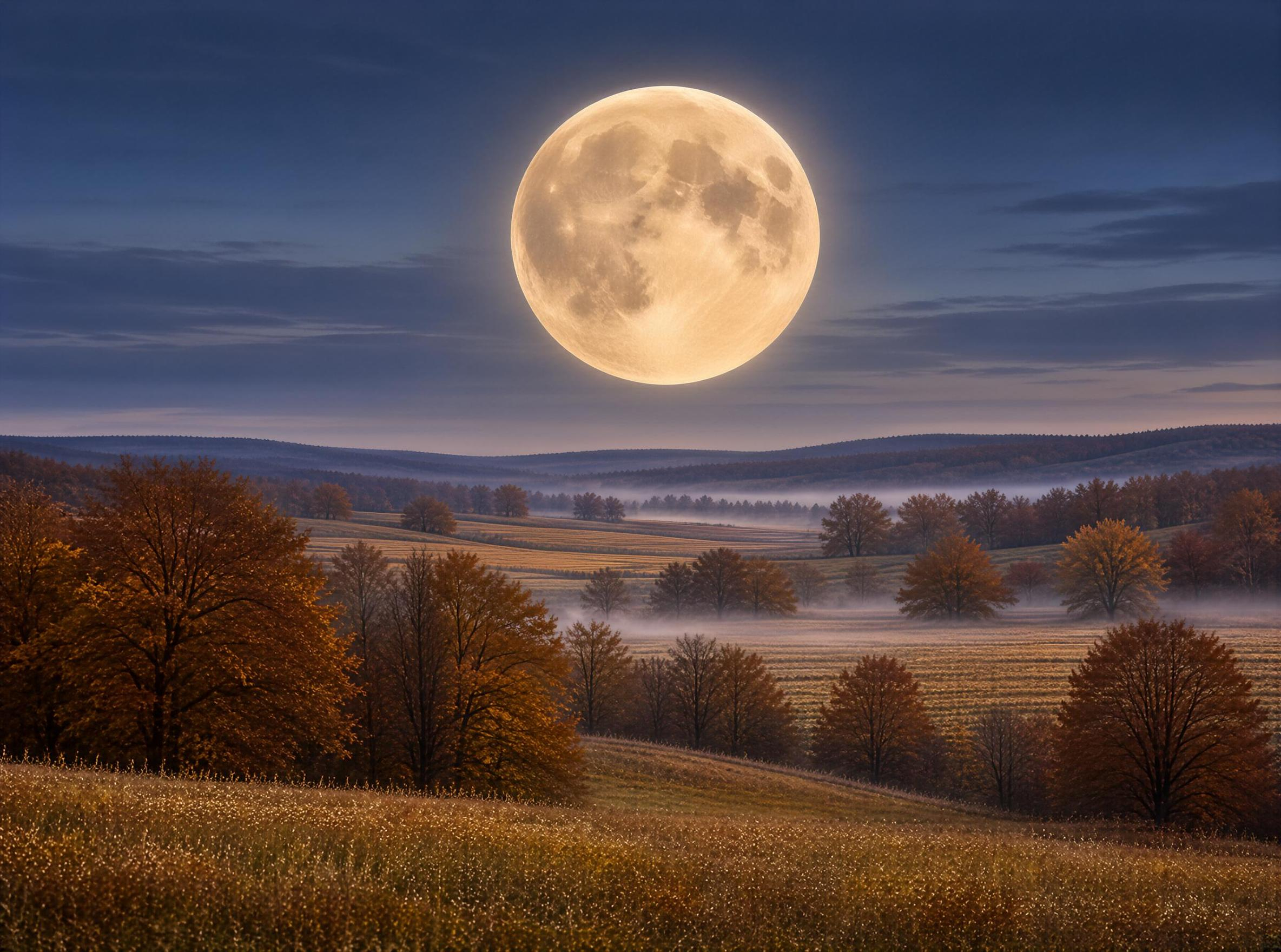 Autumn Night with Full Moon