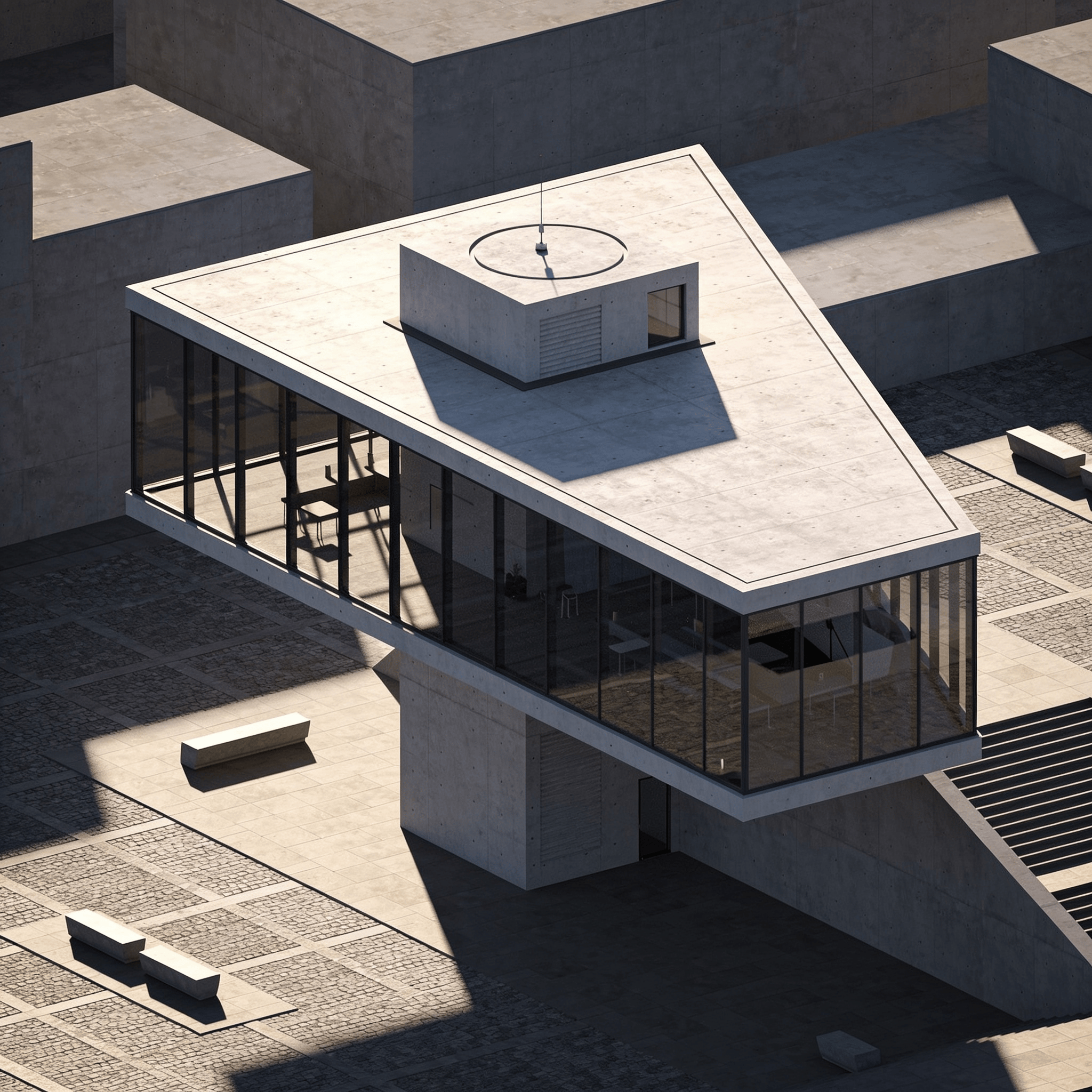 Observatory with Floating Cantilever — Urban Plaza