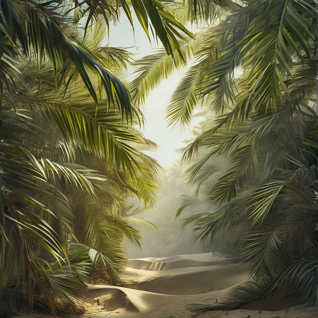 Palm-Framed Desert Oasis