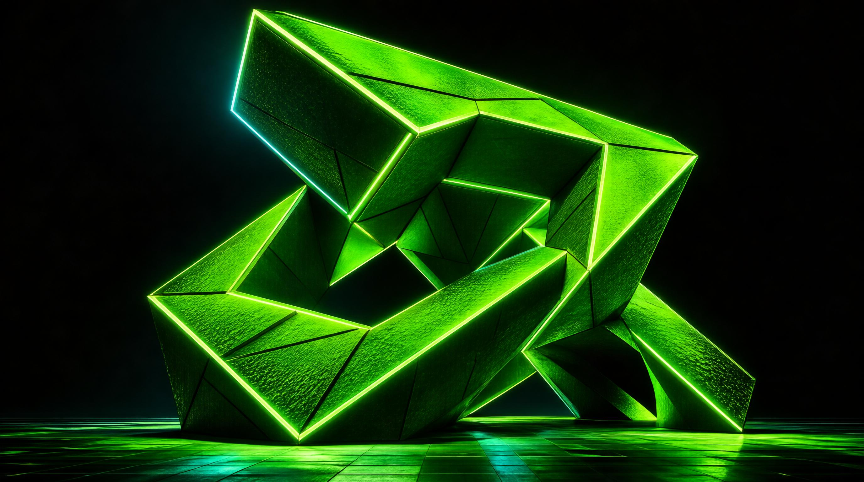 Neon Green Geometric Sculpture