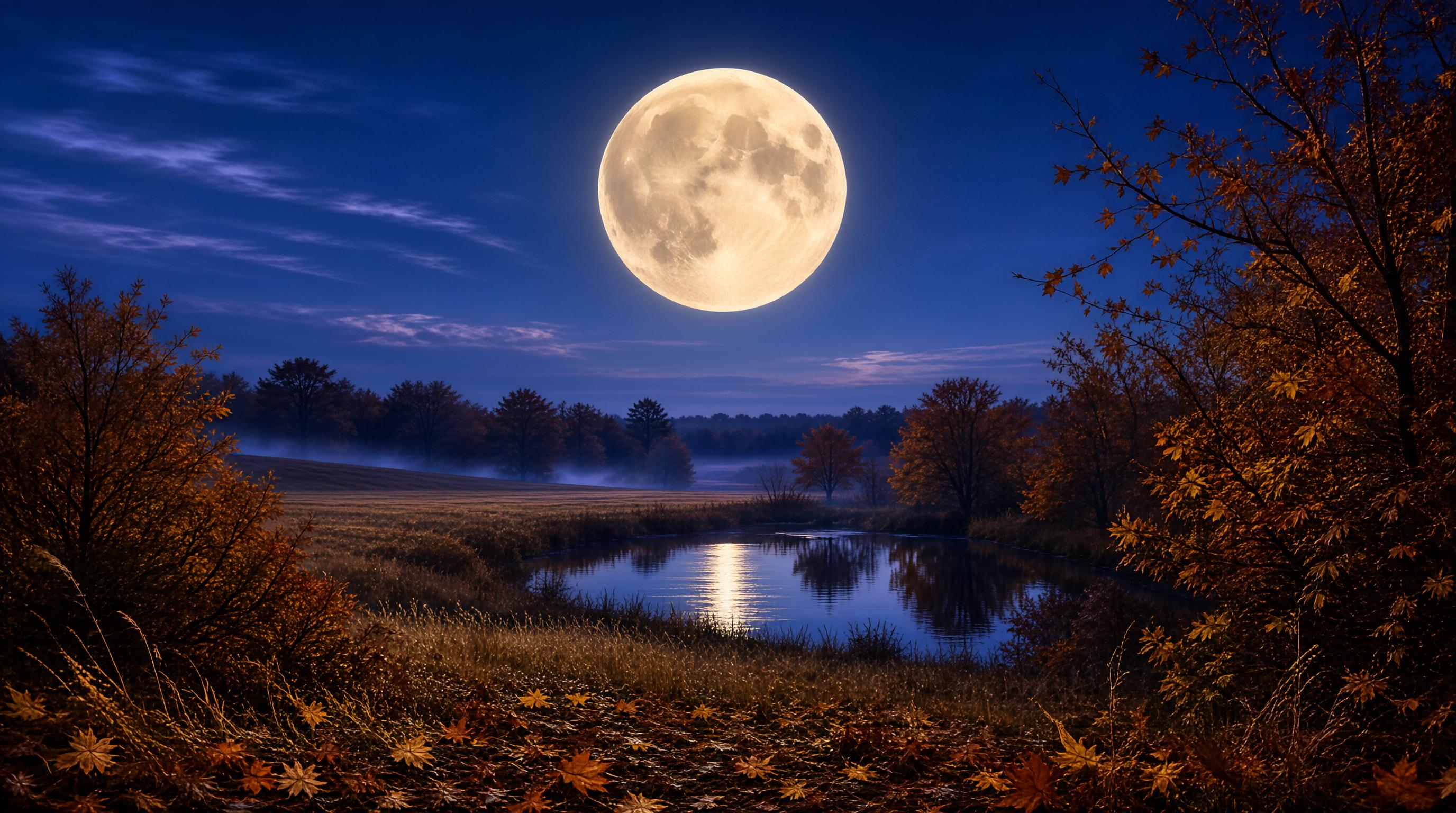 Autumn Night with Full Moon