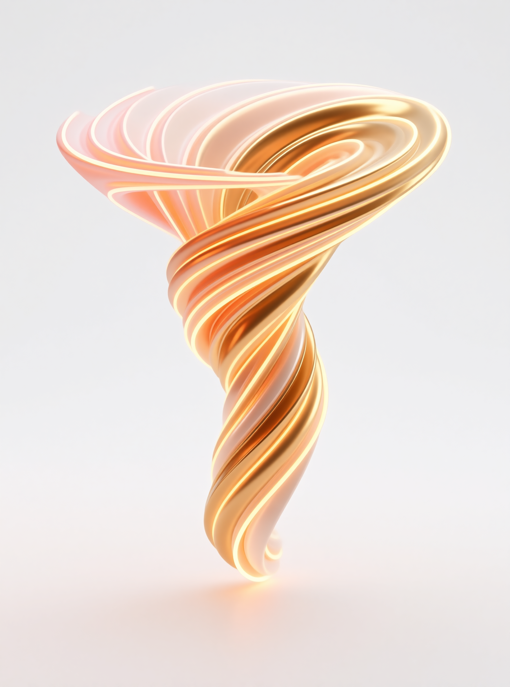 Gilded Ribbon Funnel — Luminous Pastel Study