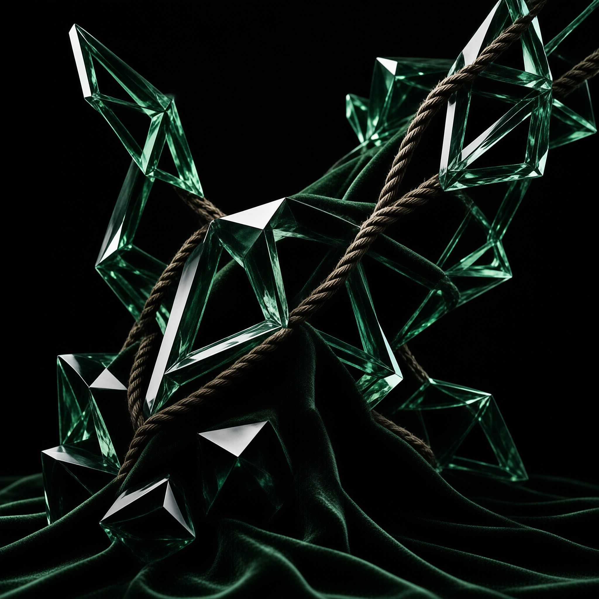 Suspended Green Crystal Shapes